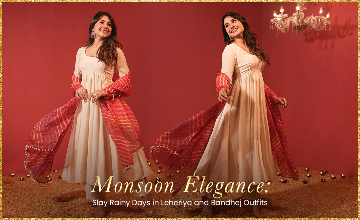 Monsoon Elegance: Slay Rainy Days in Leheriya and Bandhej Outfits