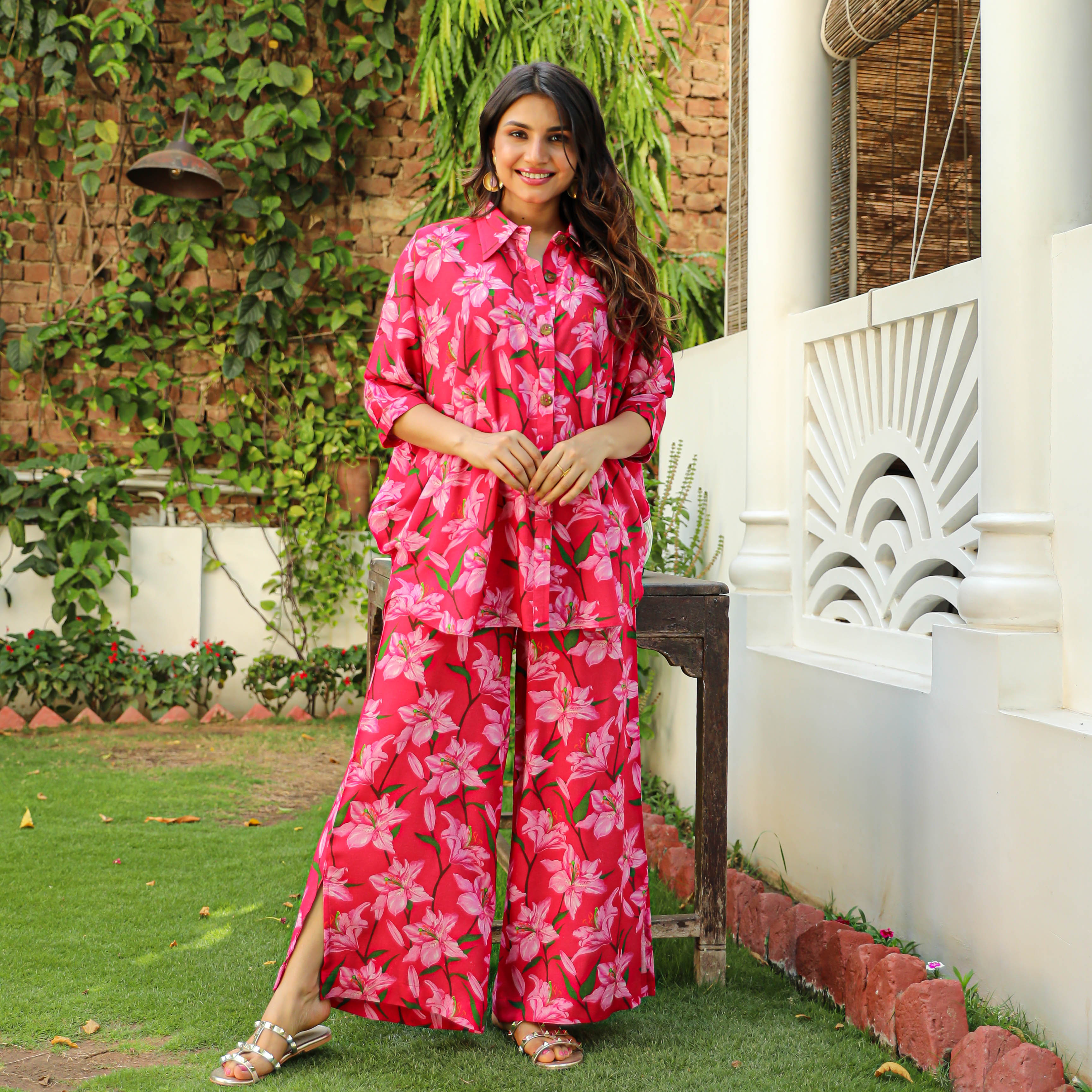 Red Lily Printed Co-ord Set for Women Online