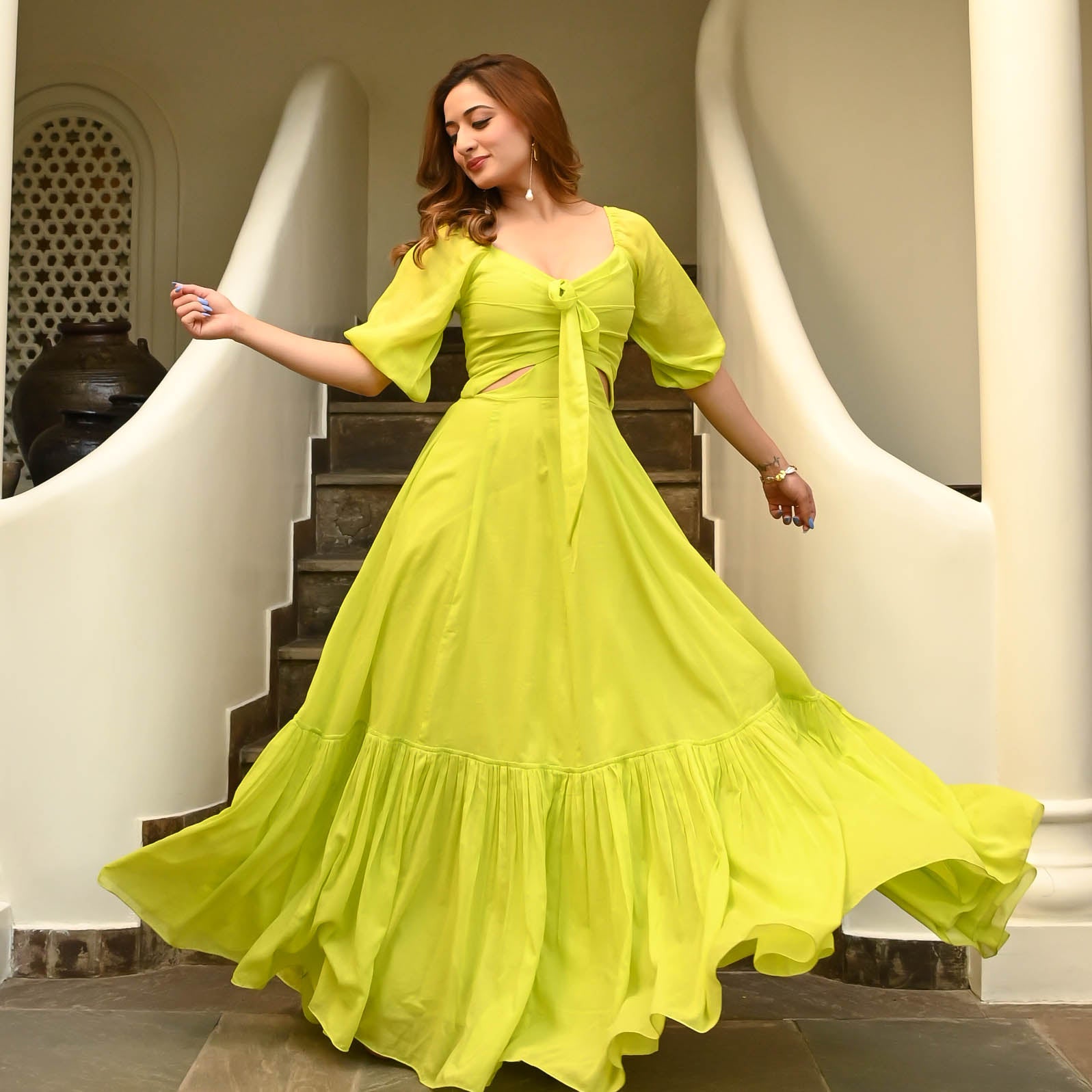 Green Oasis Designer Cotton Dress For Women Online