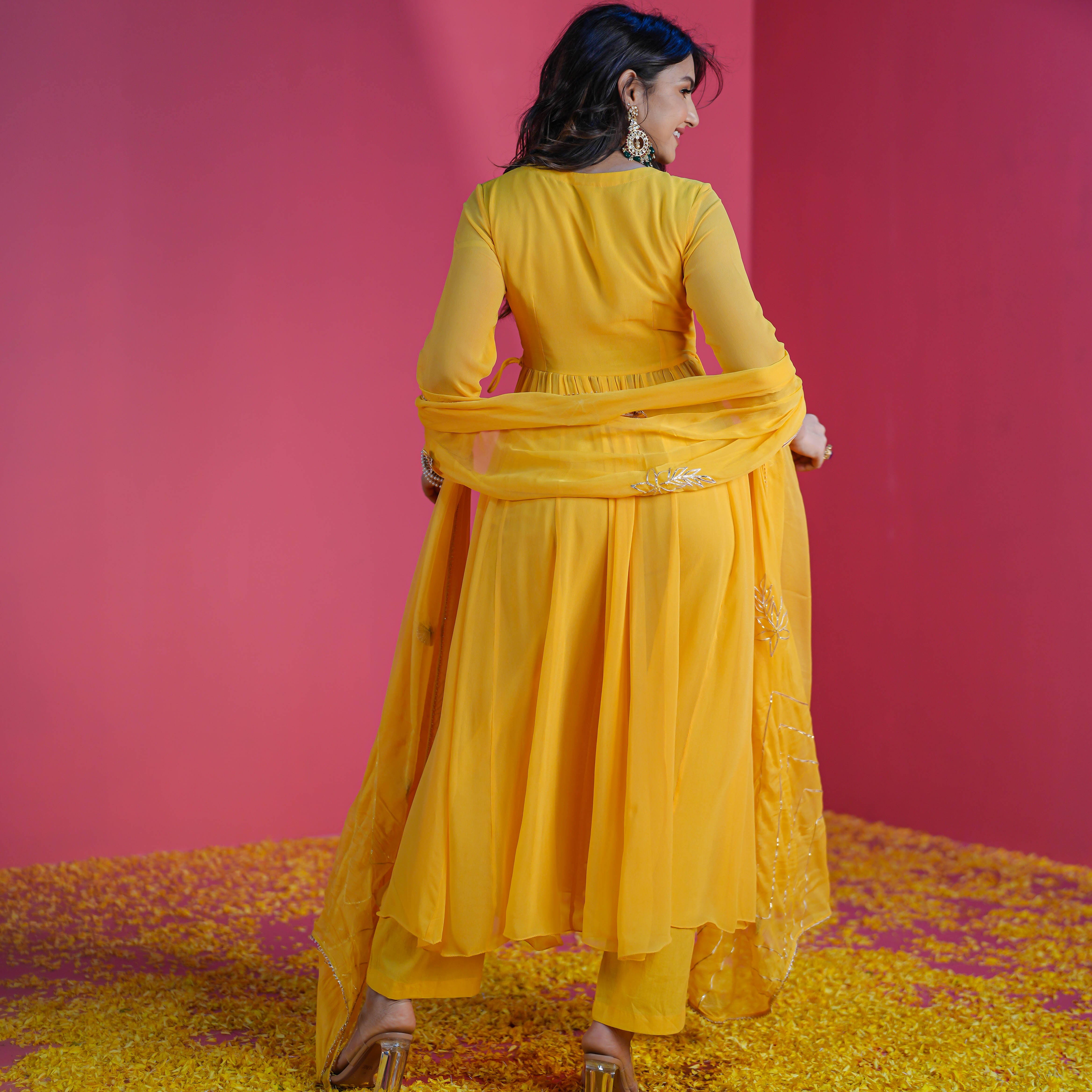 Yellow Anarkali Suit Set for Haldi