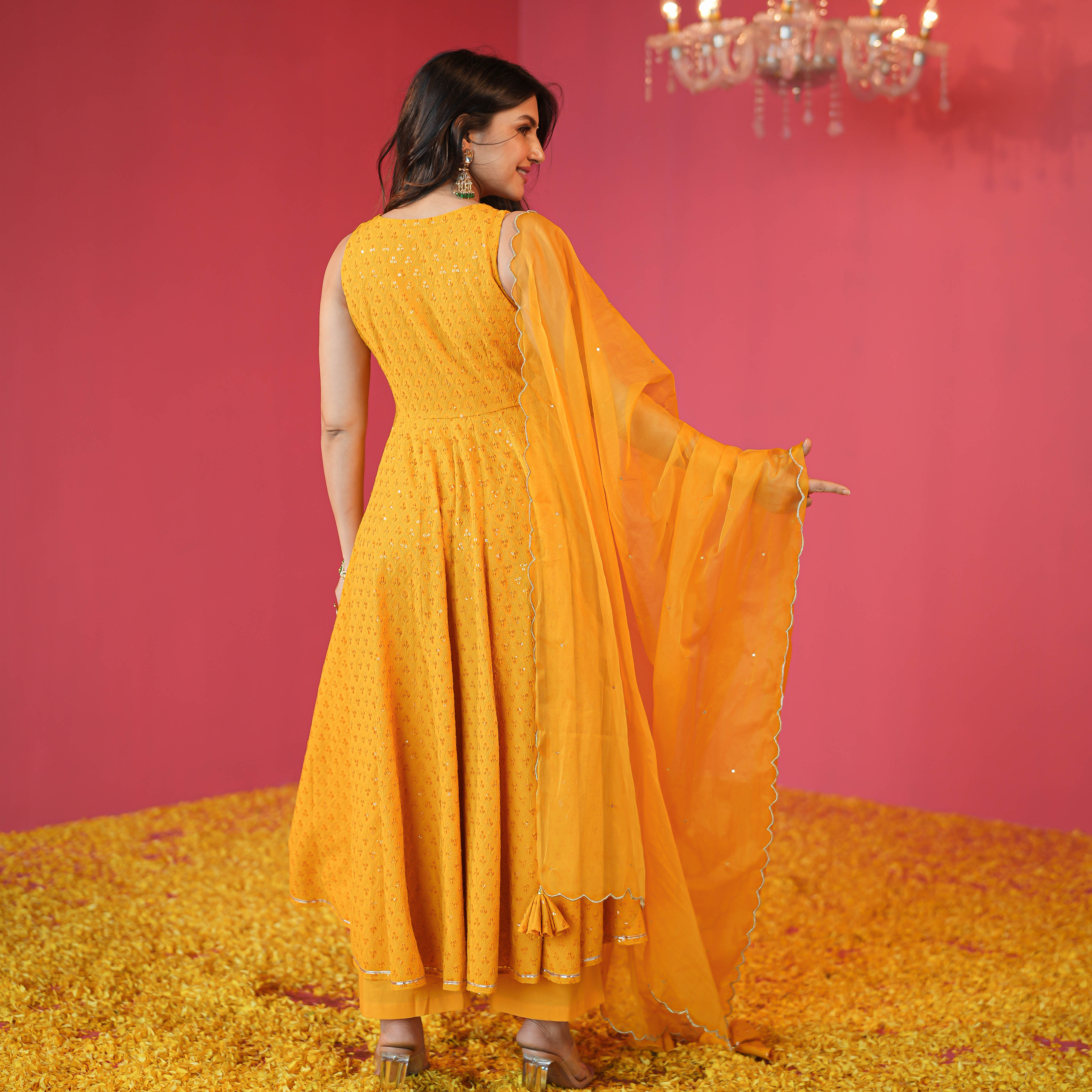 Embroidered Yellow Suit Set