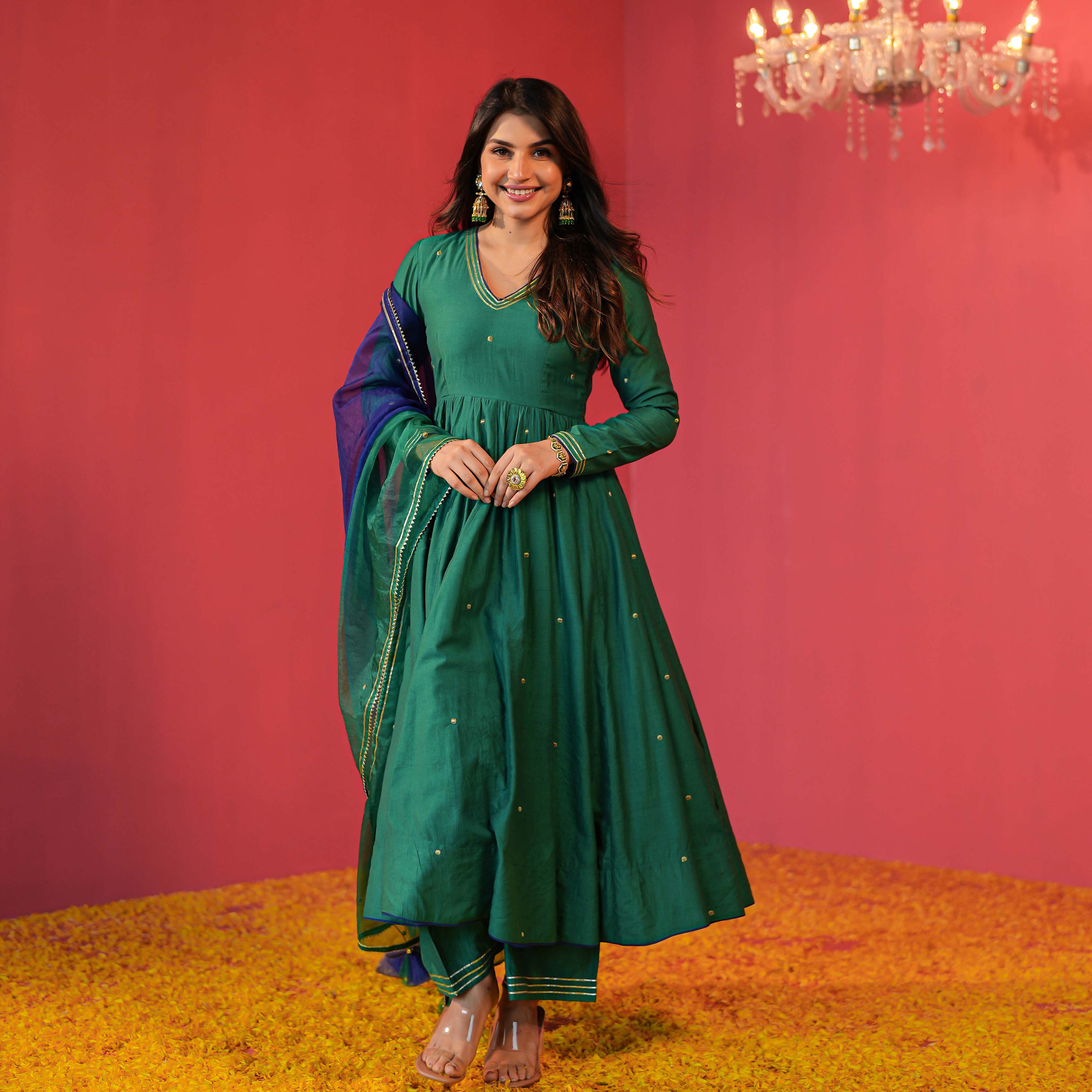 Shop Mustard Chanderi Kurta Set With Zari Woven Designs And Zardosi  Embroidery for women buy from Soch India