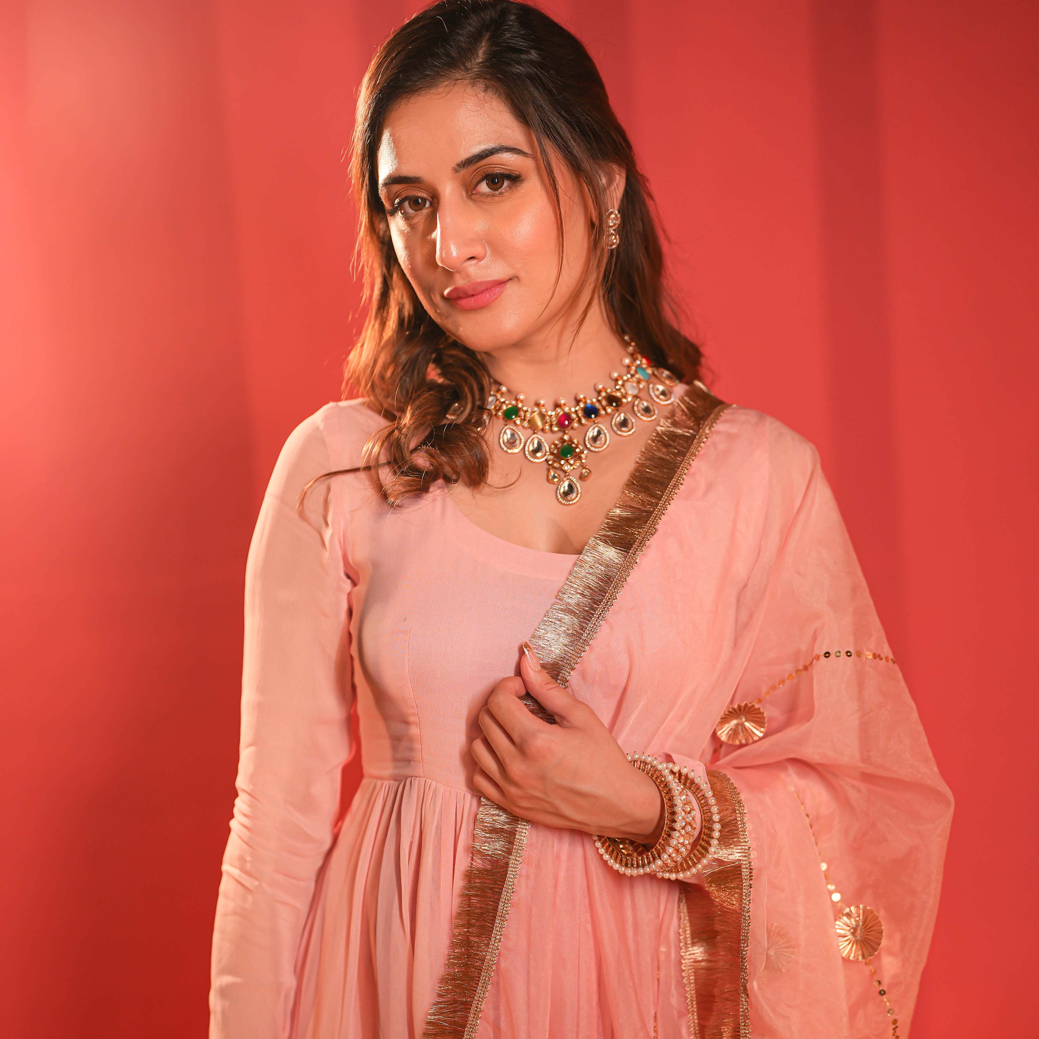 Pink Anarkali Suit Set for Women Online