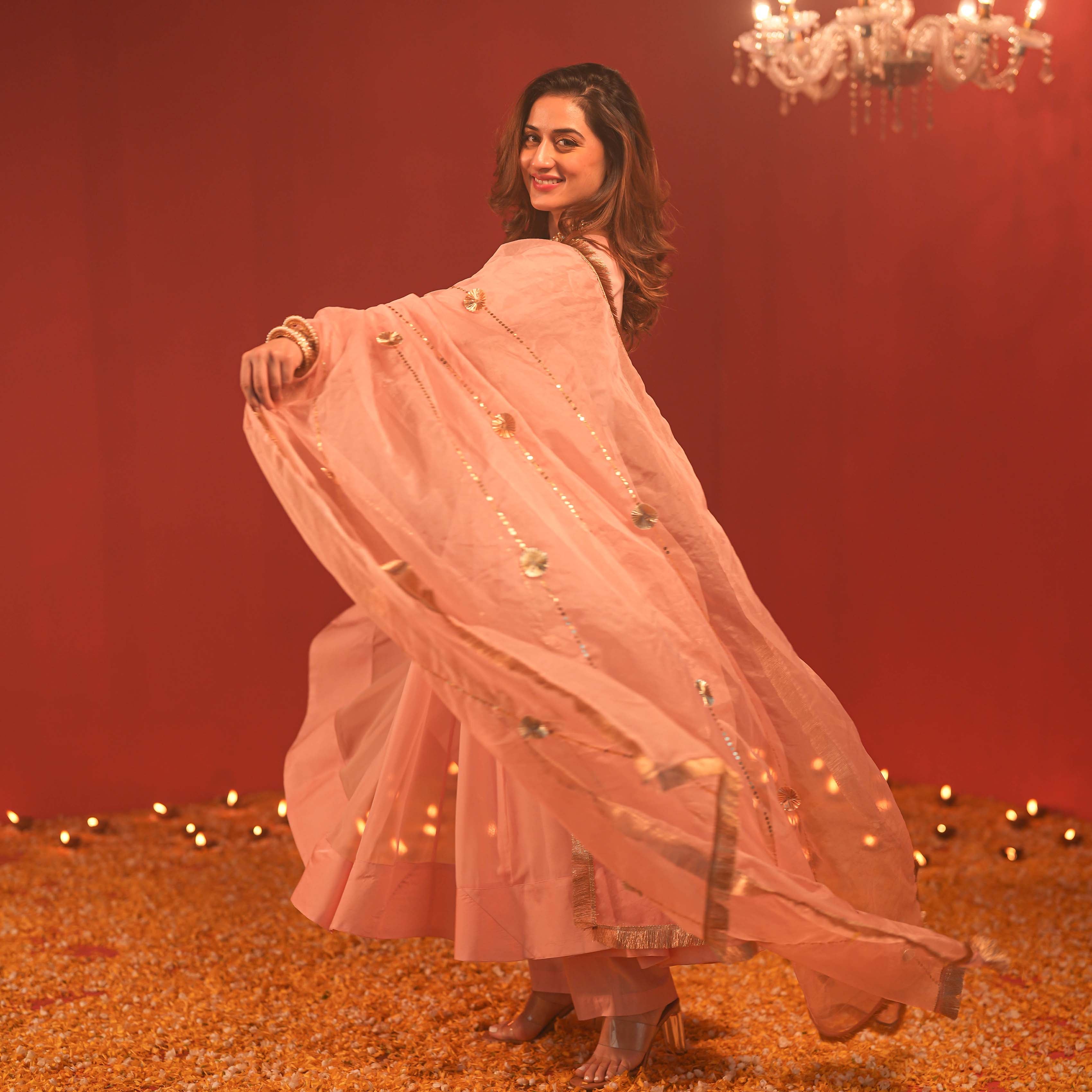 Misty Pink Full Sleeve Georgette Designer Suit Set For Women Online