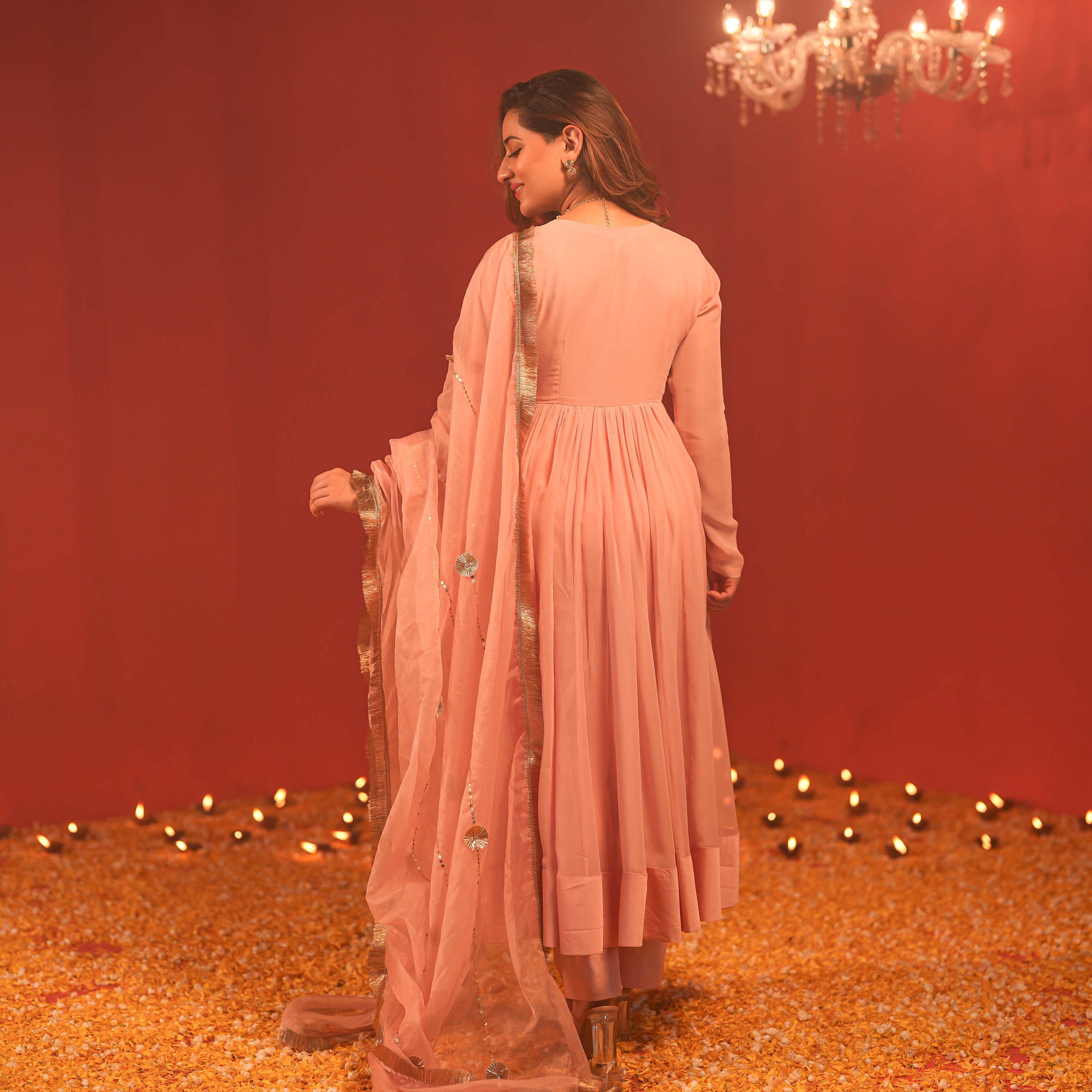 Pink Anarkali Suit Set for Women Online