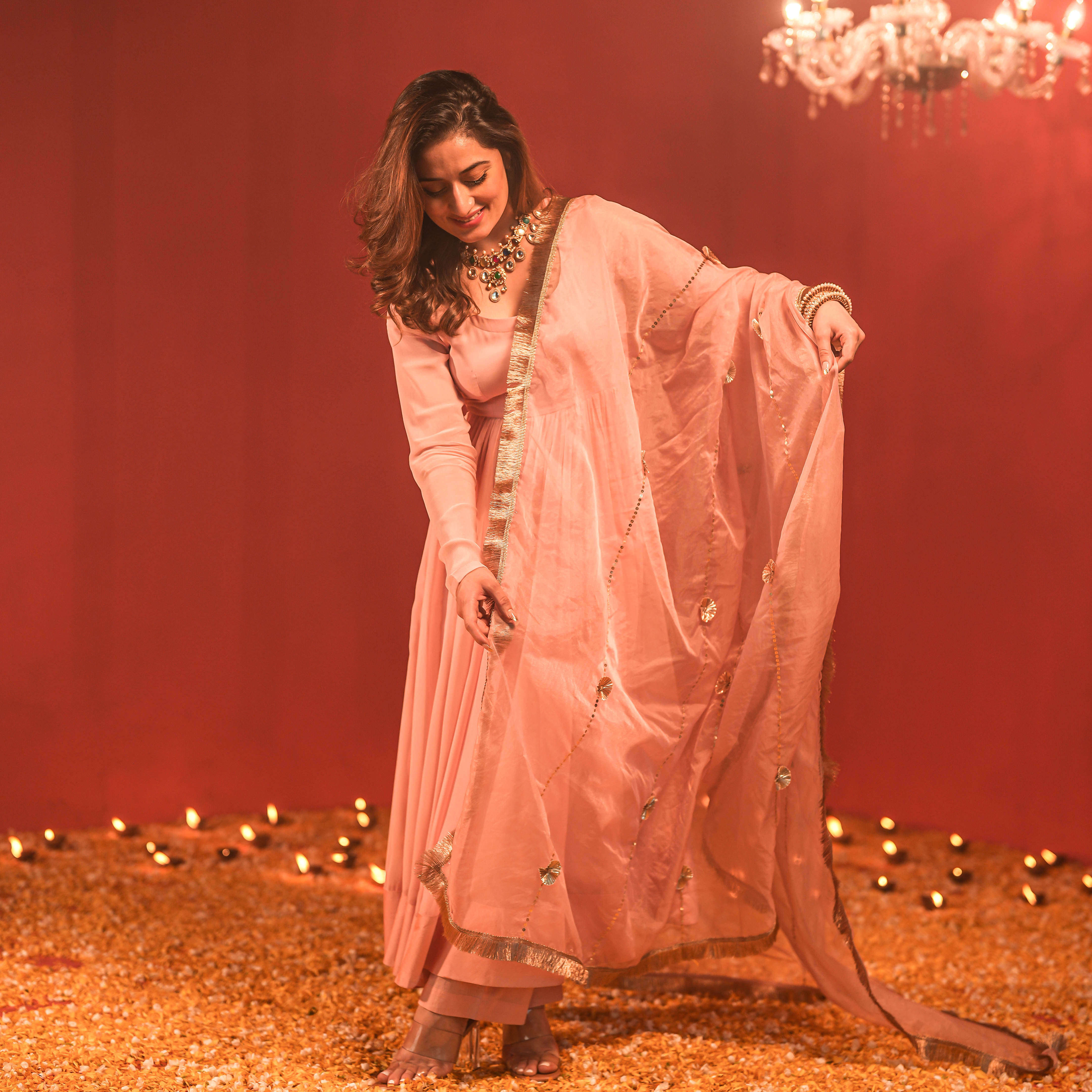 Pink Anarkali Suit Set for Women Online