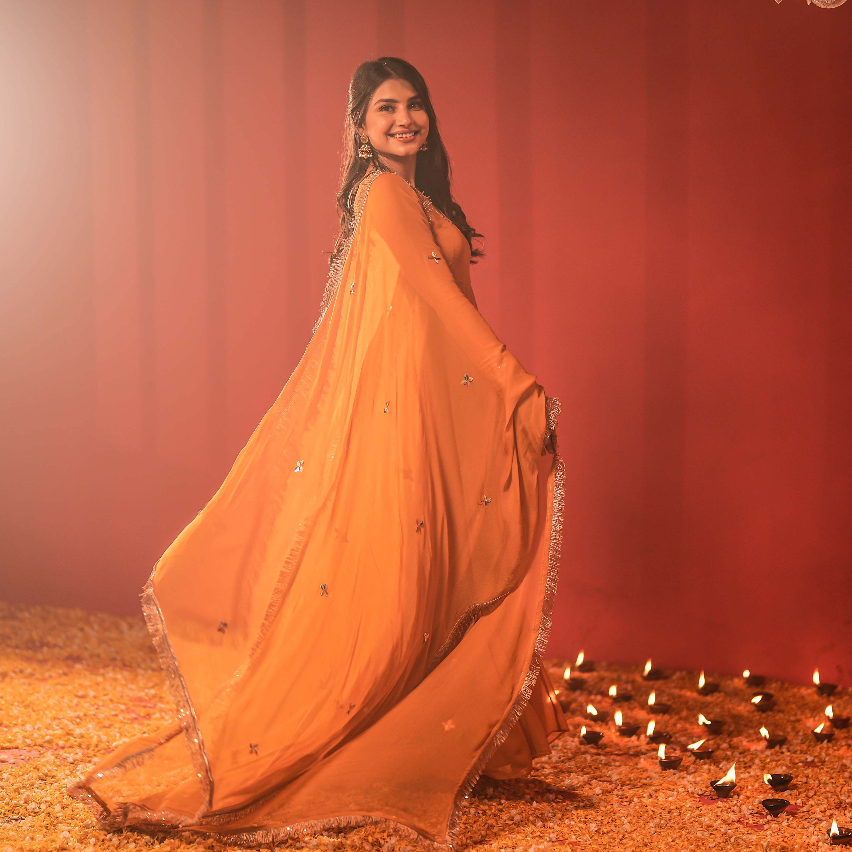 Yellow Georgette Anarkali Dress with Dupatta