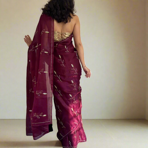 Berry Bliss Tissue Saree