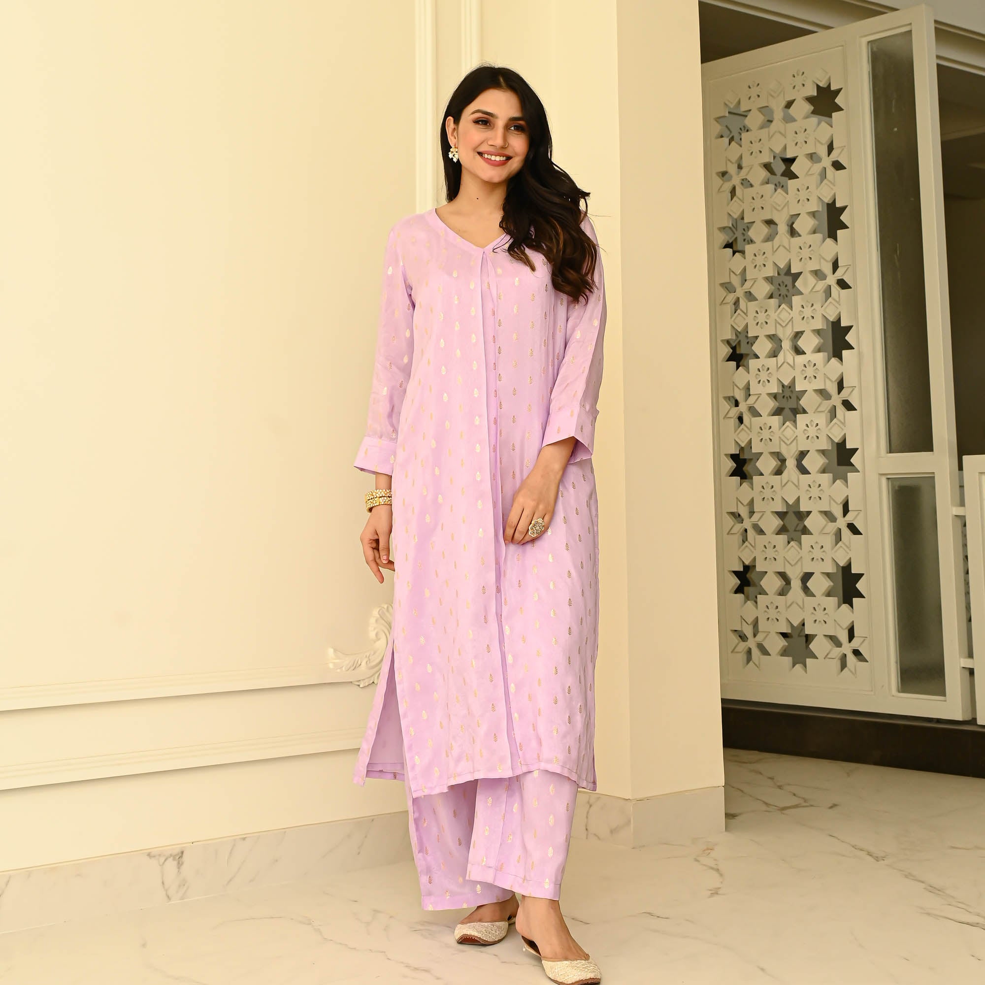 Lilac Silk Designer Co ord Set For Women Online