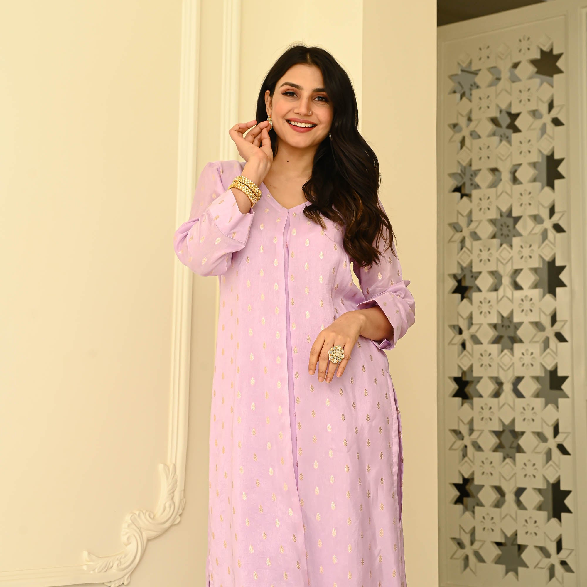 Lilac Silk Designer Co ord Set For Women Online