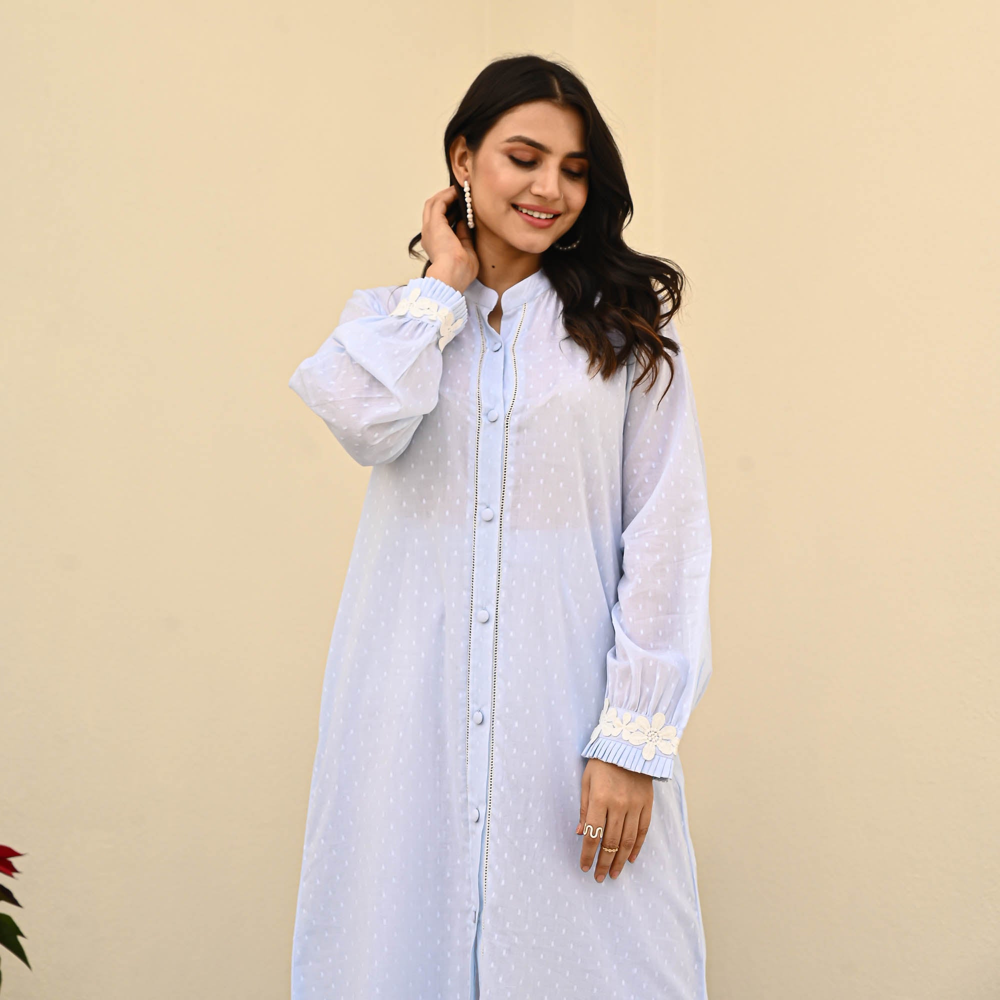 Bit of Blue Cotton Dobby Designer Co-ord Set For Women Online