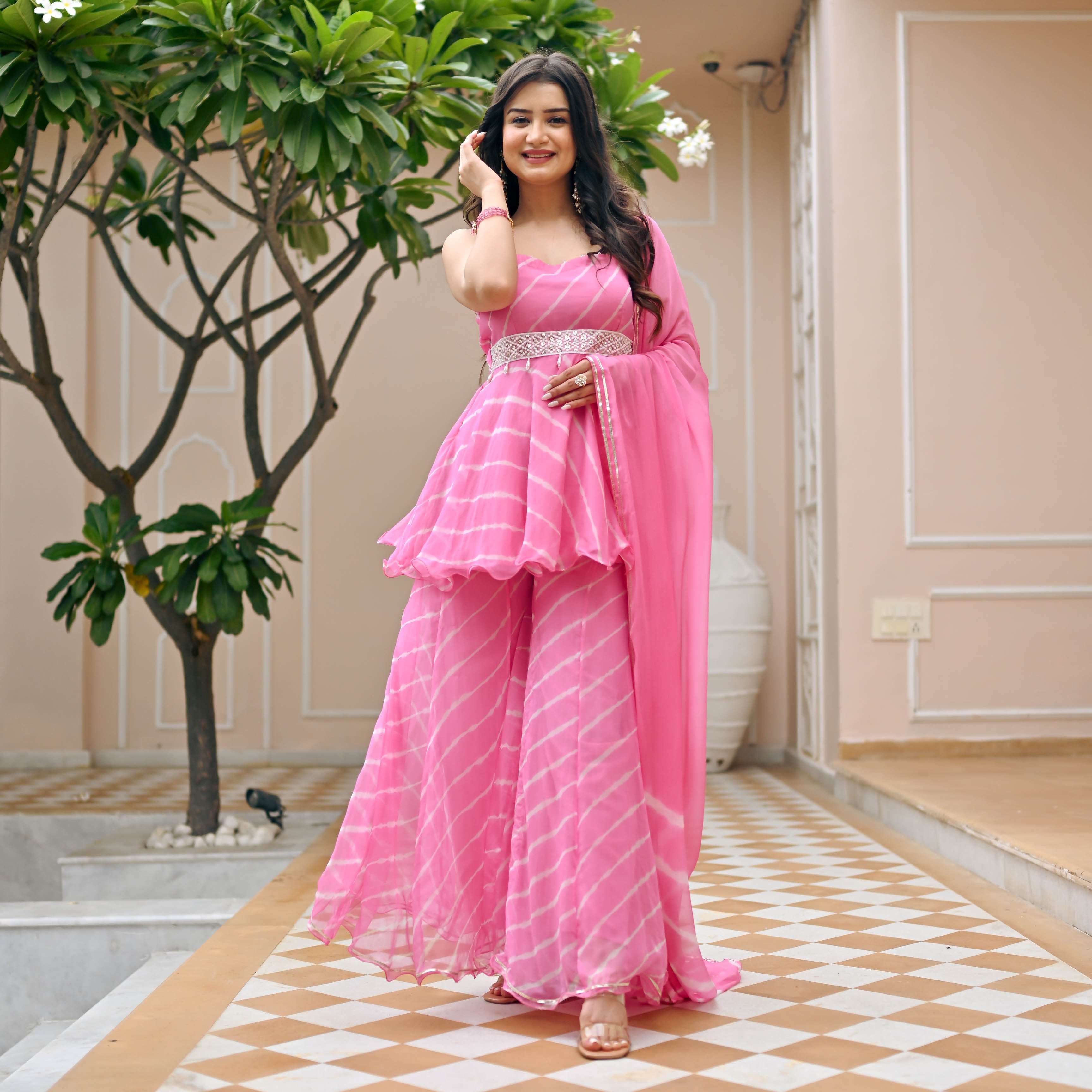 Light Pink Chiffon Suit Set