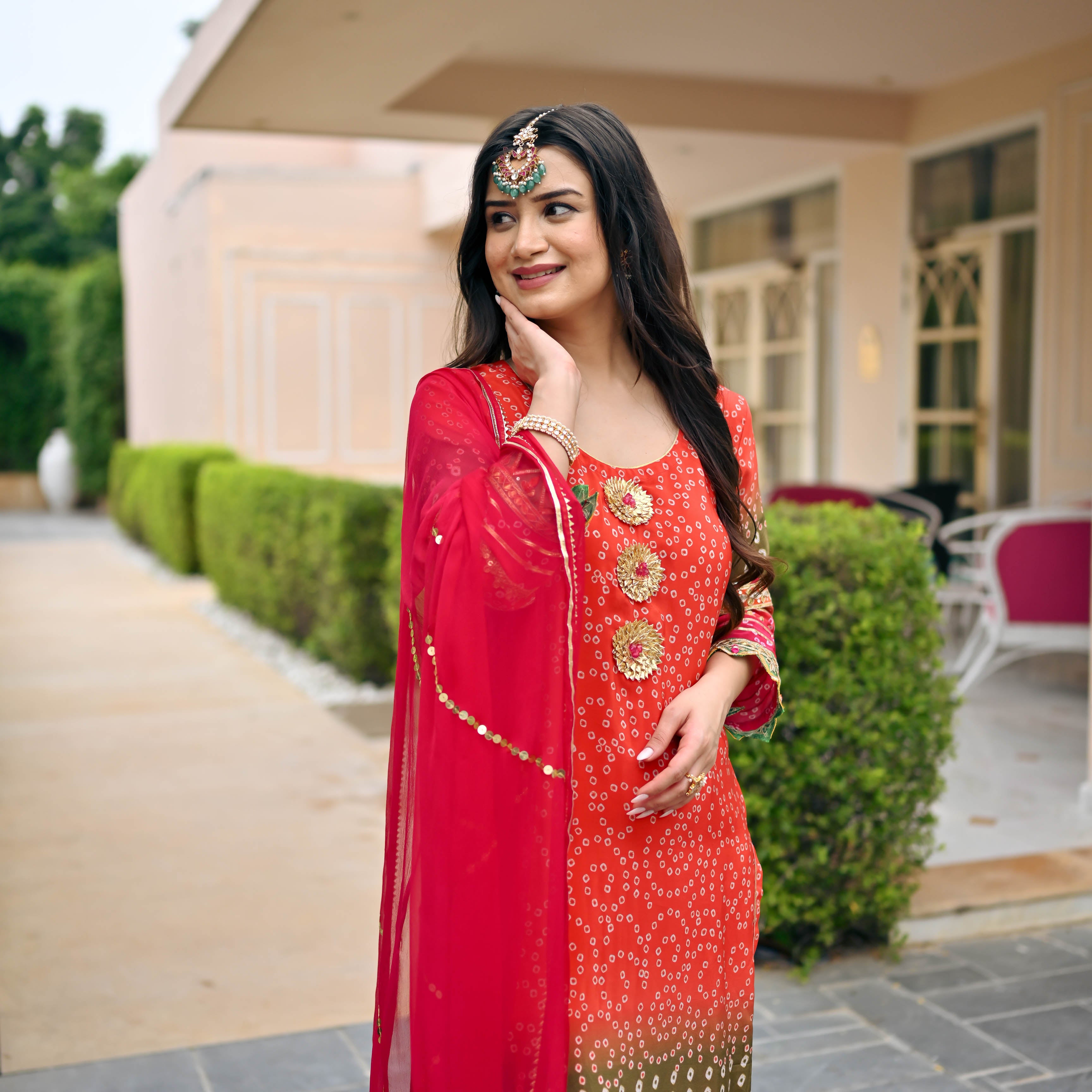 Multi Colour Bandhani Suit Set for Women Online