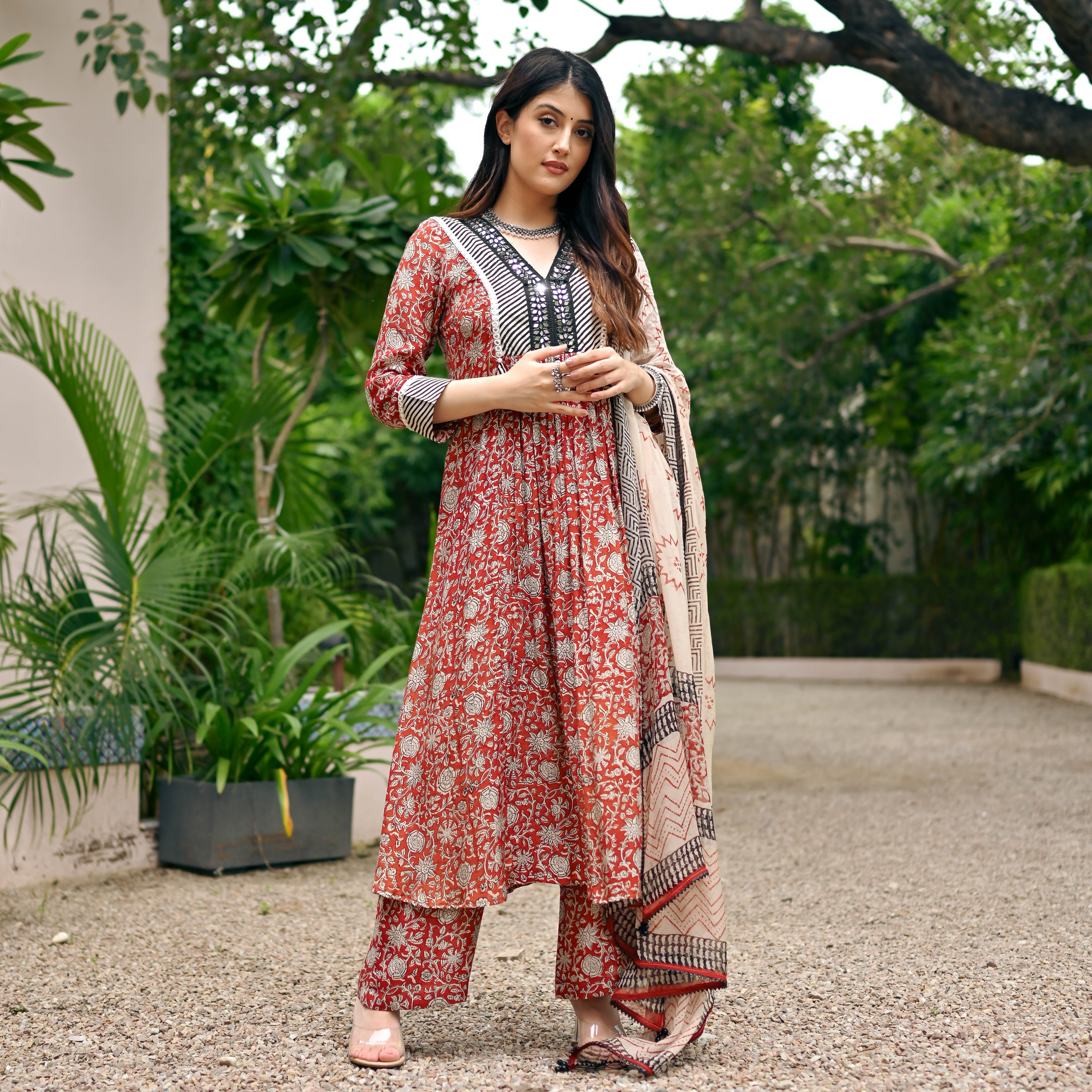 Floral Natural Dye Designer Cotton Suit Set For Women Online
