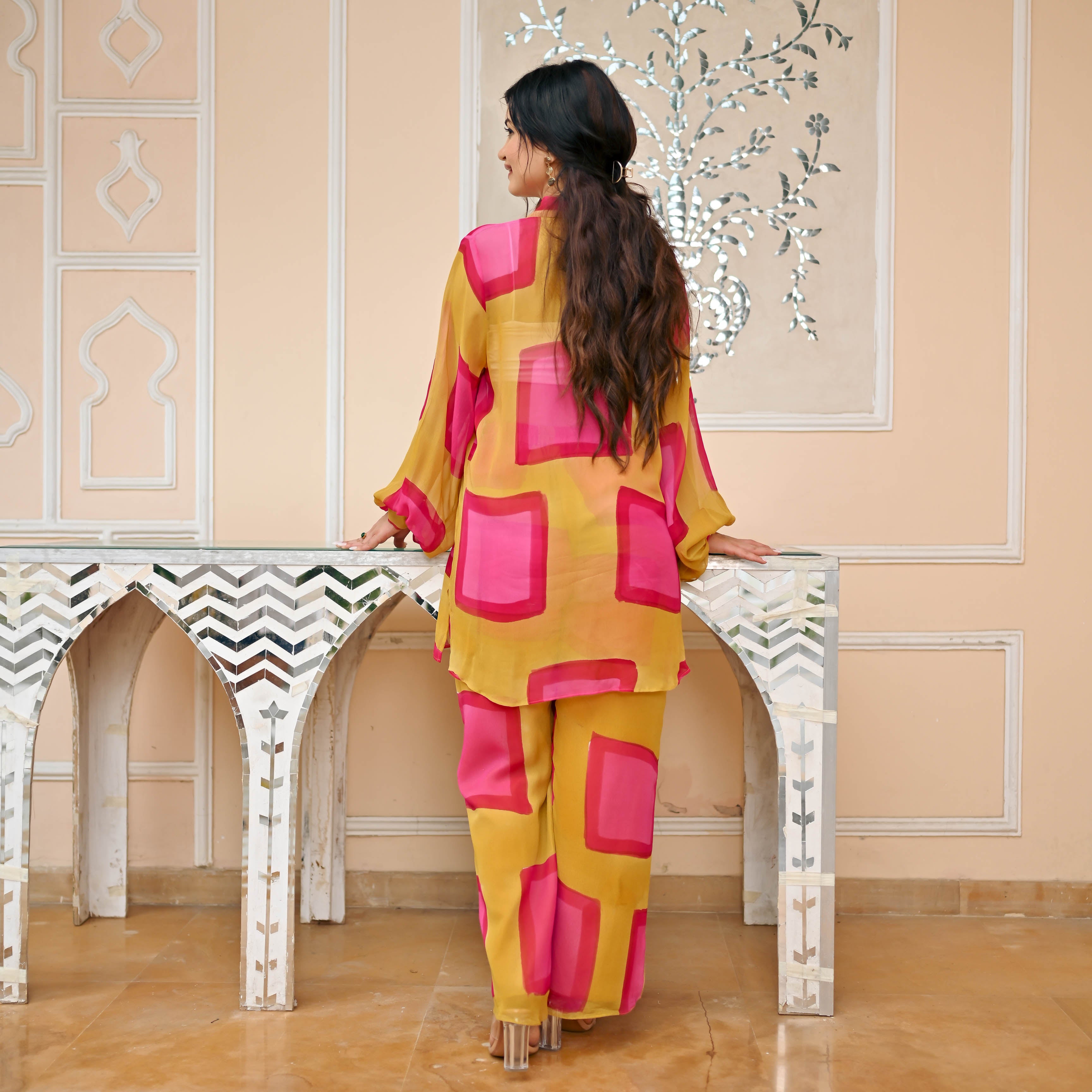 Yellow Pink Co-ord Set for Women Online