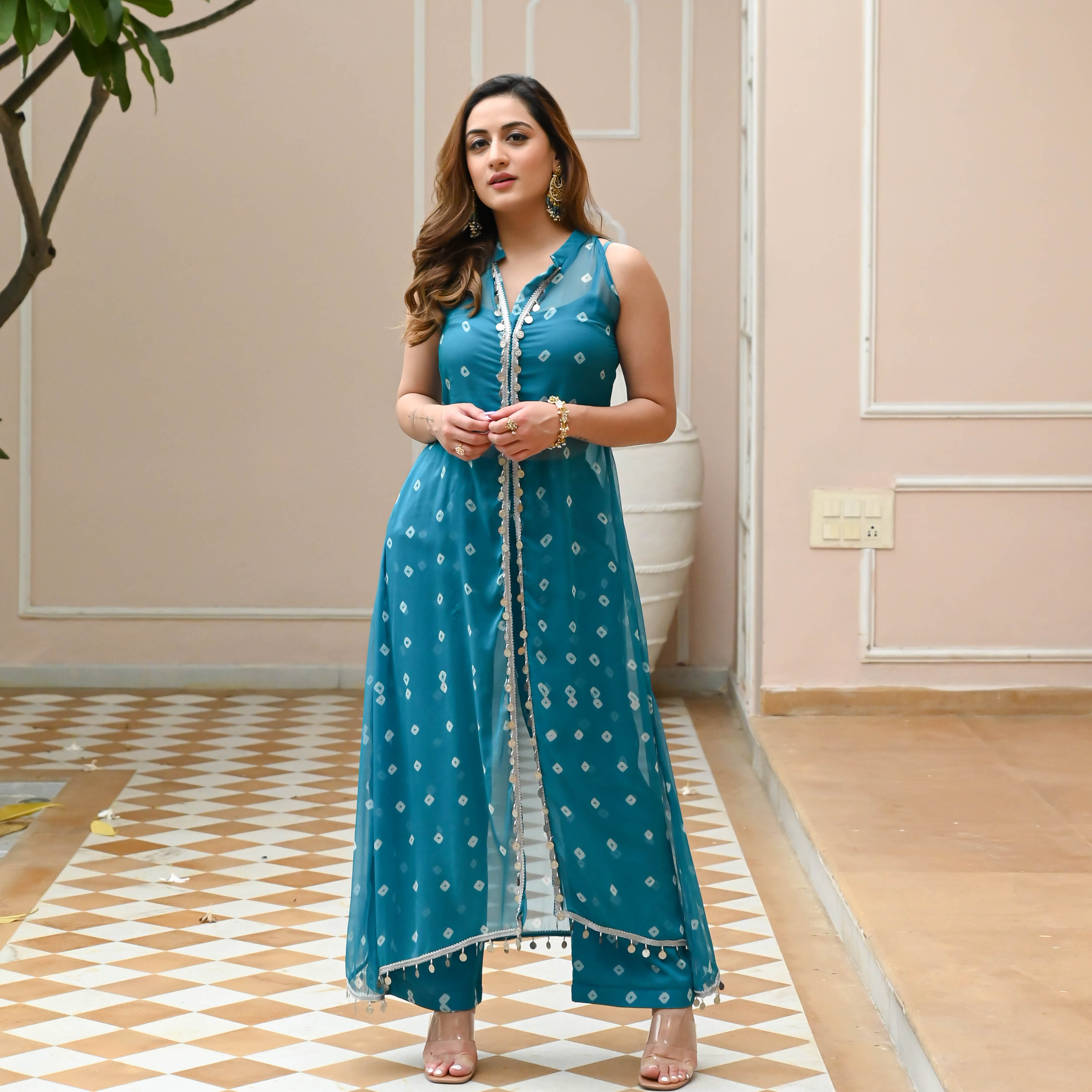 Turquoise Blue Kurti with Palazzo – Megaan