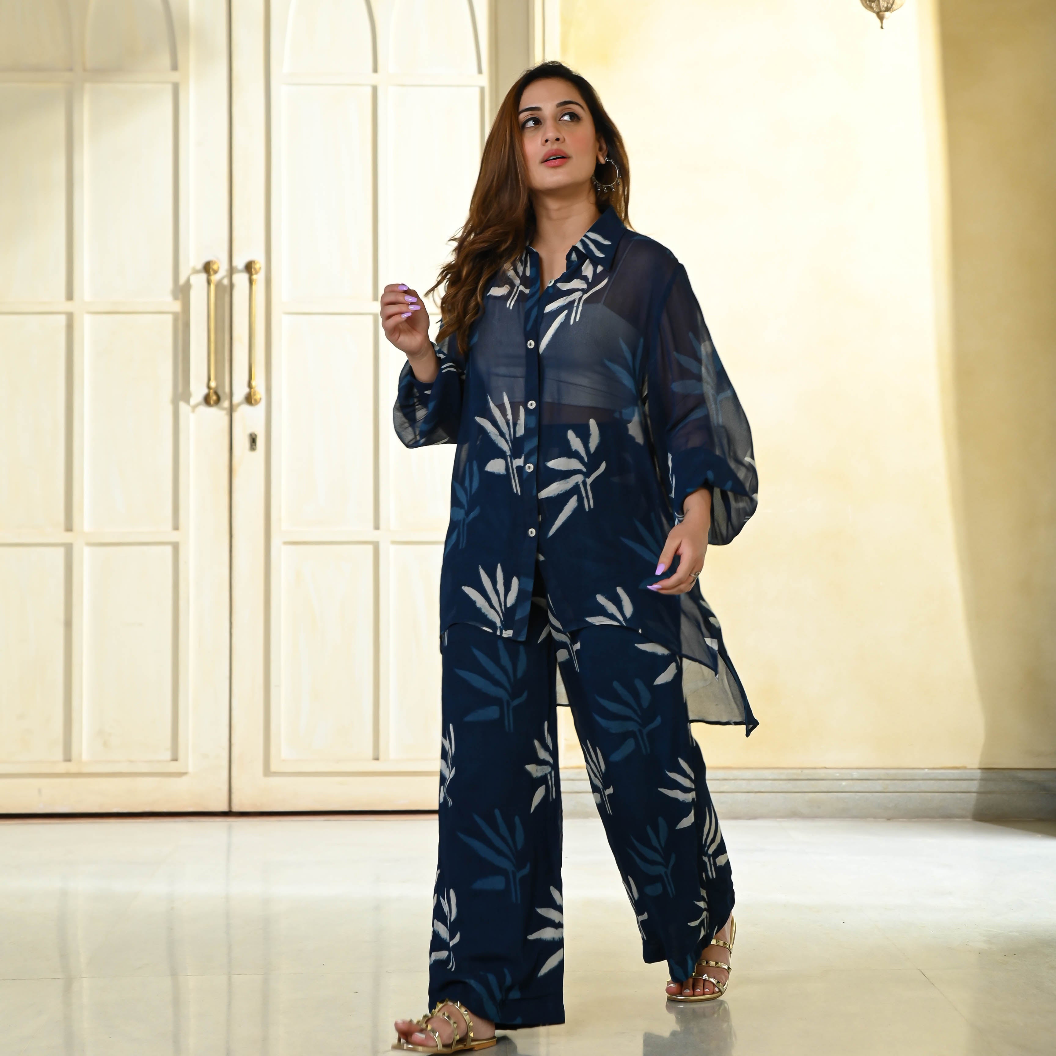  Indigo Dye Georgette Co-ord Set For Women Online