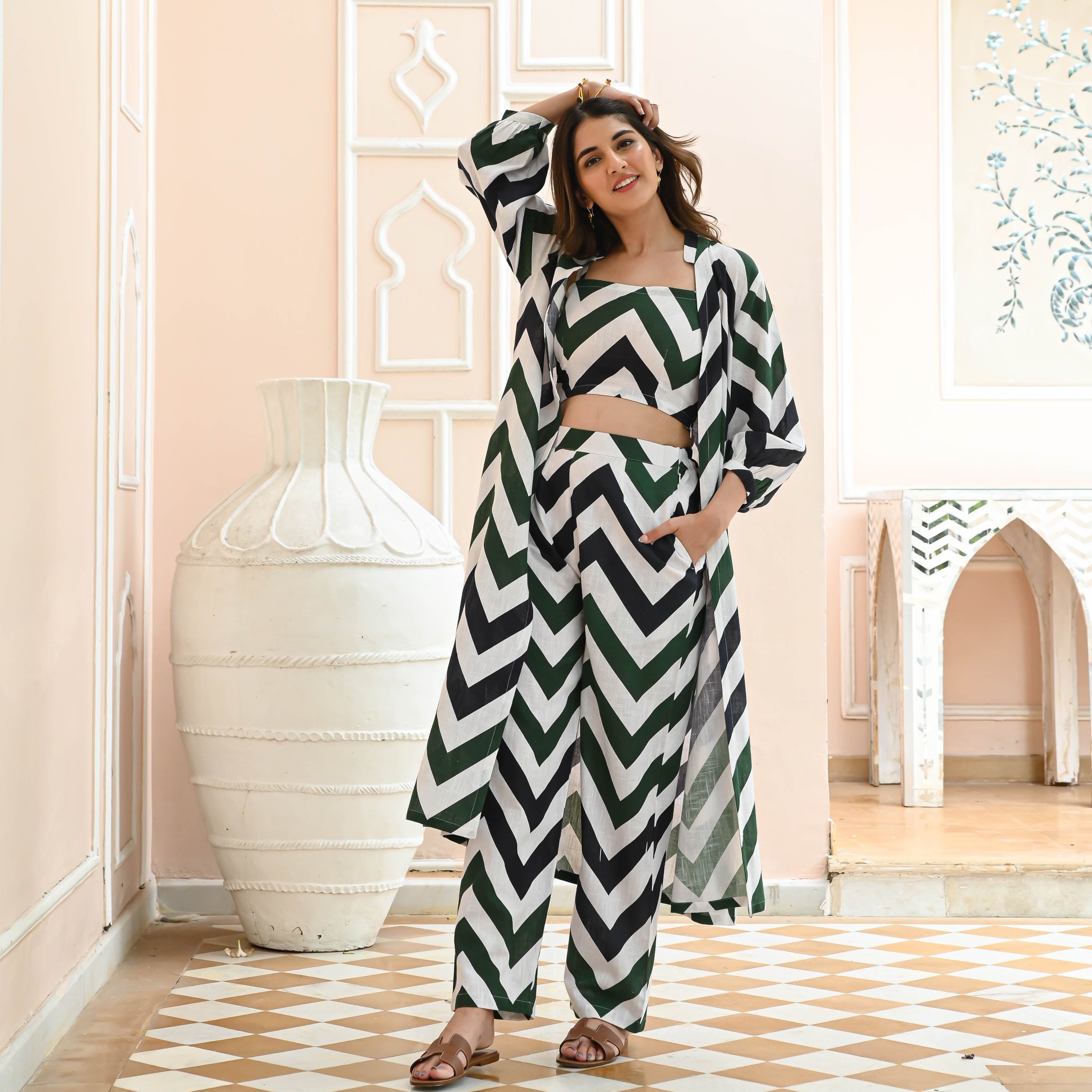 Inaya Chevron Designer Cotton Co-ord Set For Women Online