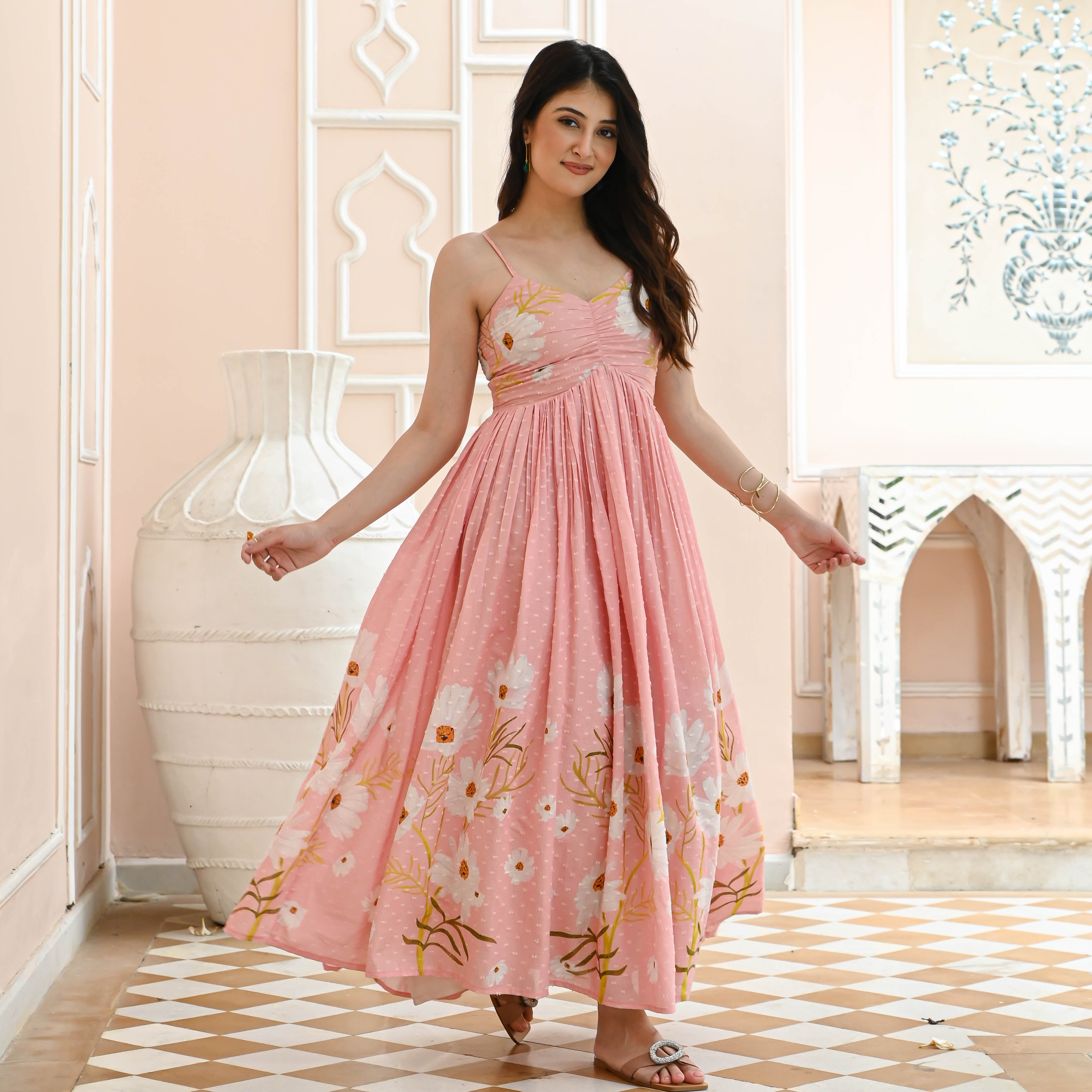 Mohana Pink Floral Designer Cotton Co-ord Set For Women Online