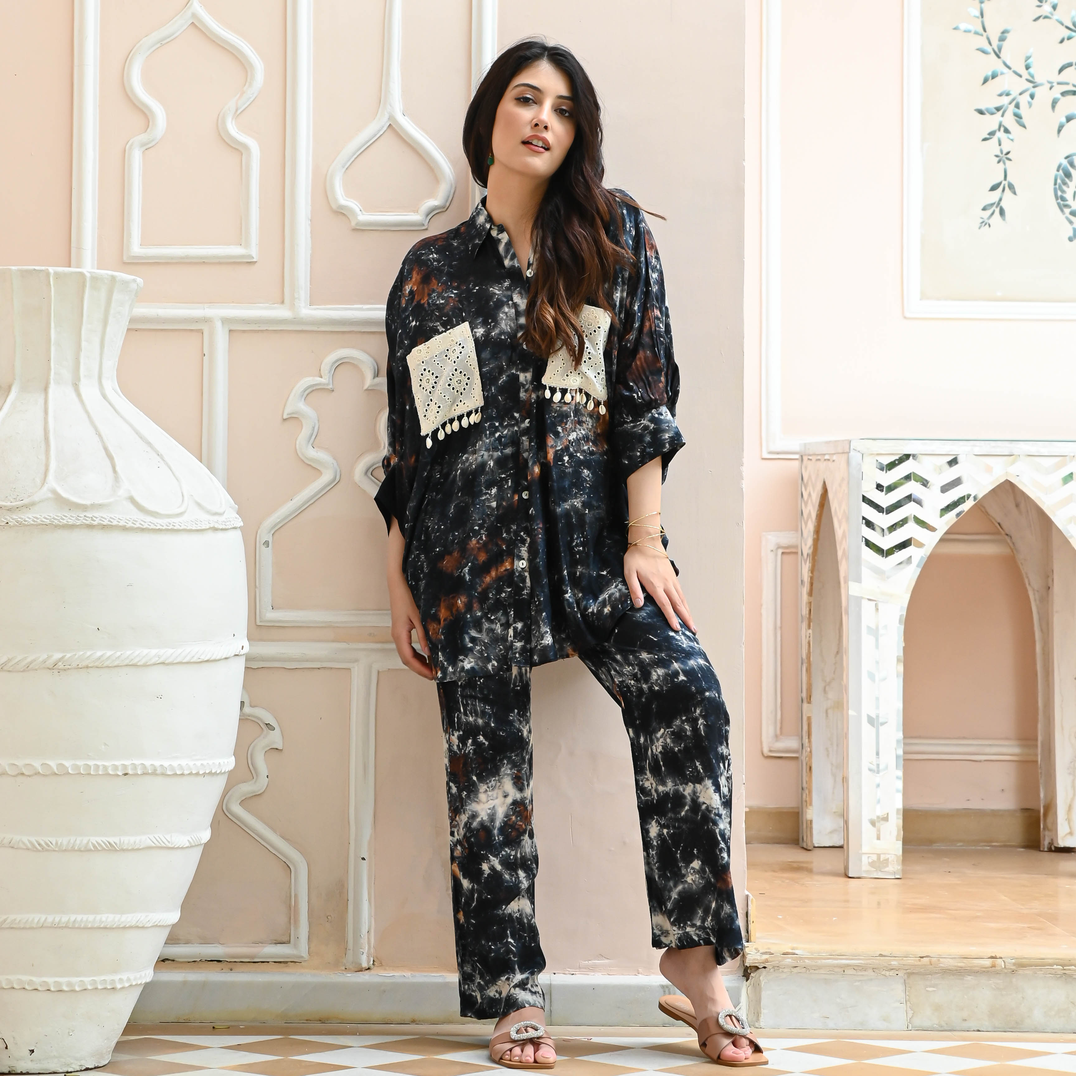 Kalpana Blue Designer Cotton Silk Co-ord Set For Women Online