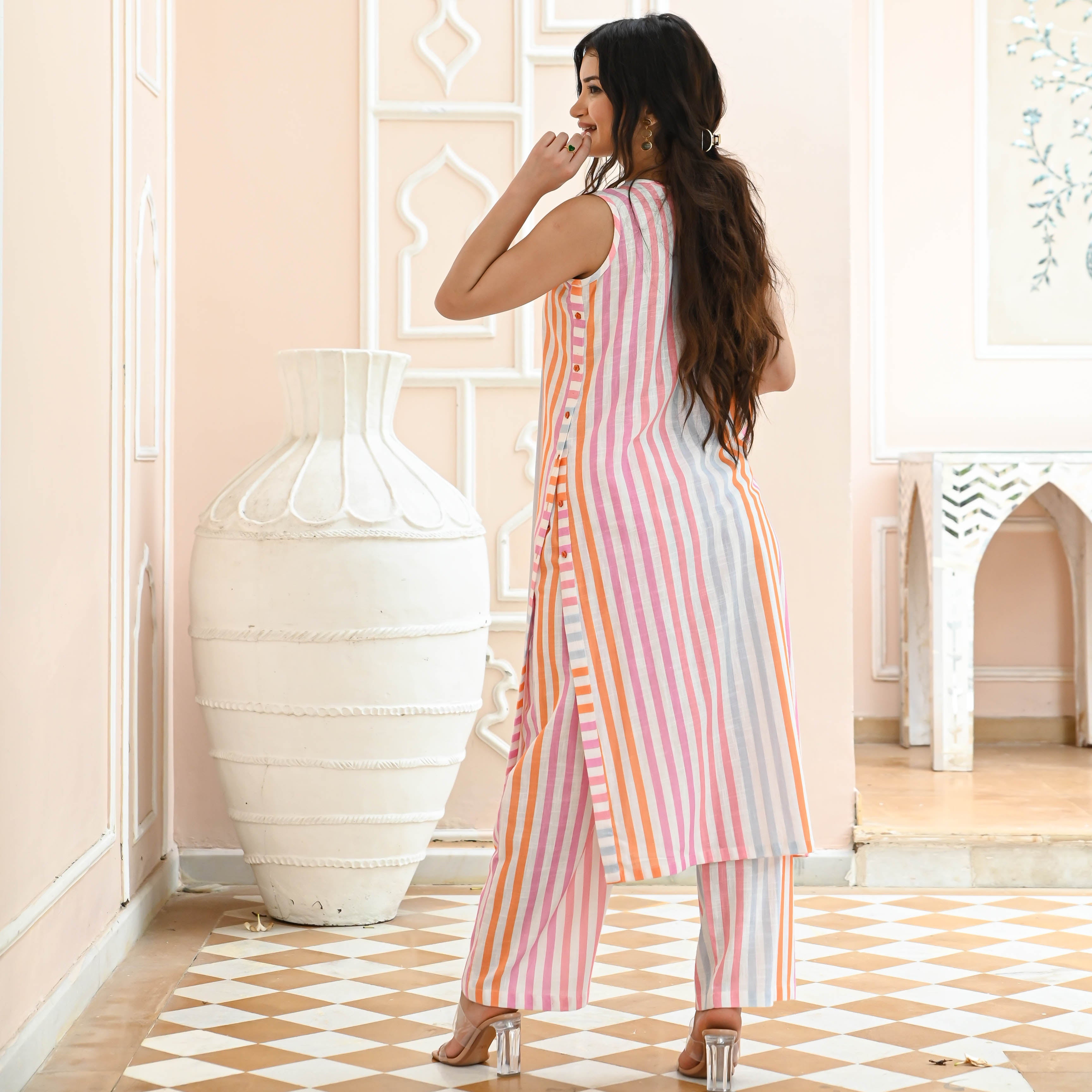 Multicolour Stripes Co-ord Set for Women Online