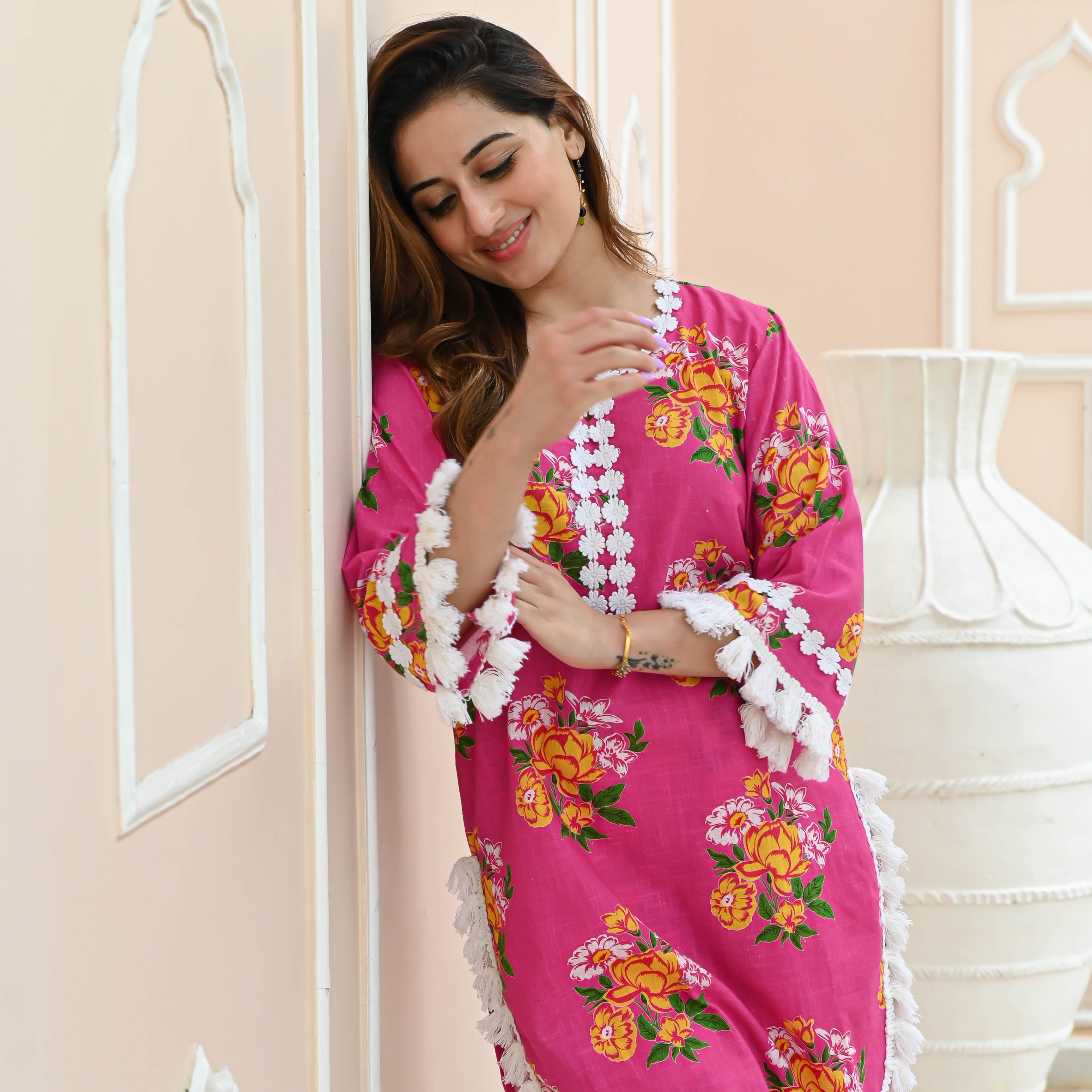 Charlotte Charm Soft Pink Designer Cotton Co-ord Set For Women Online