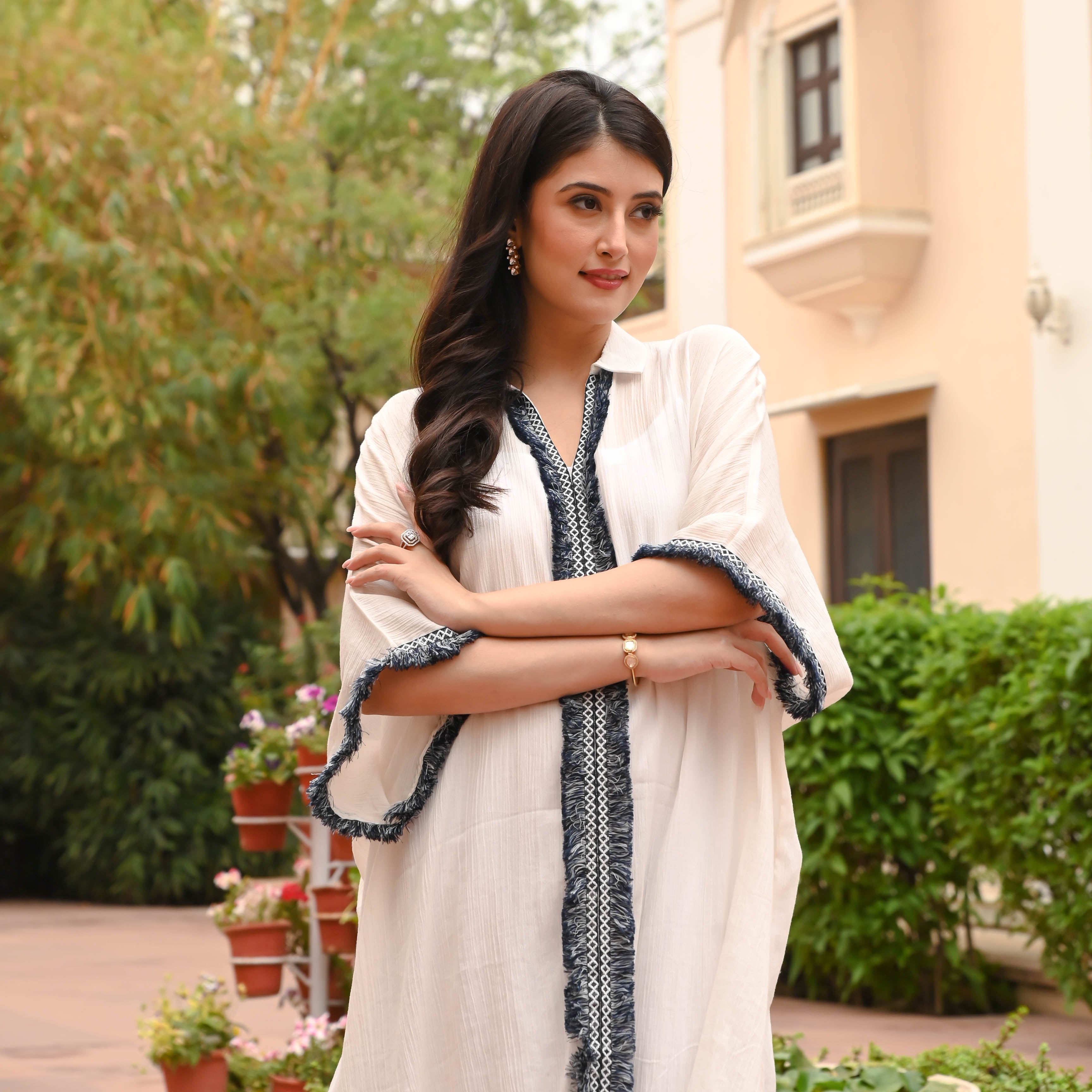 Bunaai Cotton White Kurta & Pants for Women Online