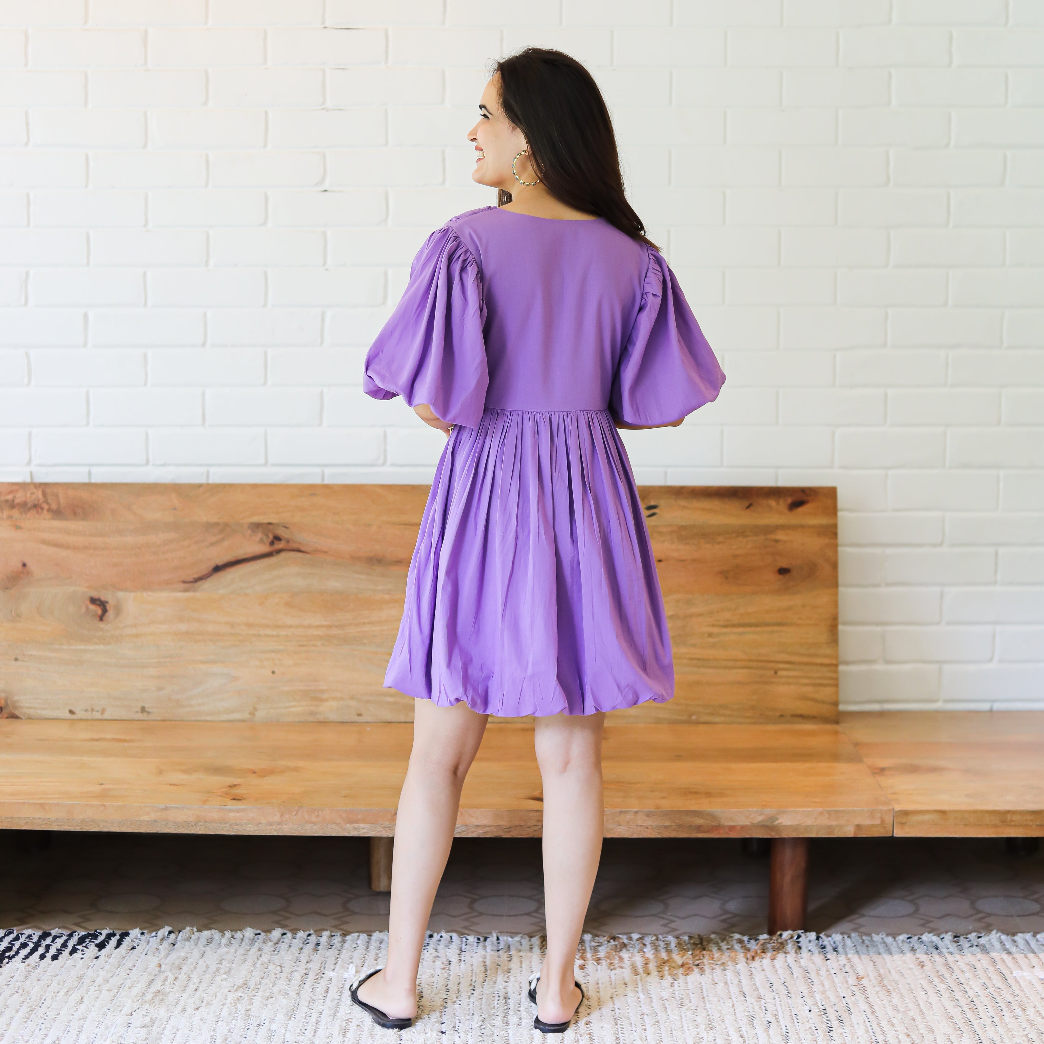 Purple Short Cotton Dress