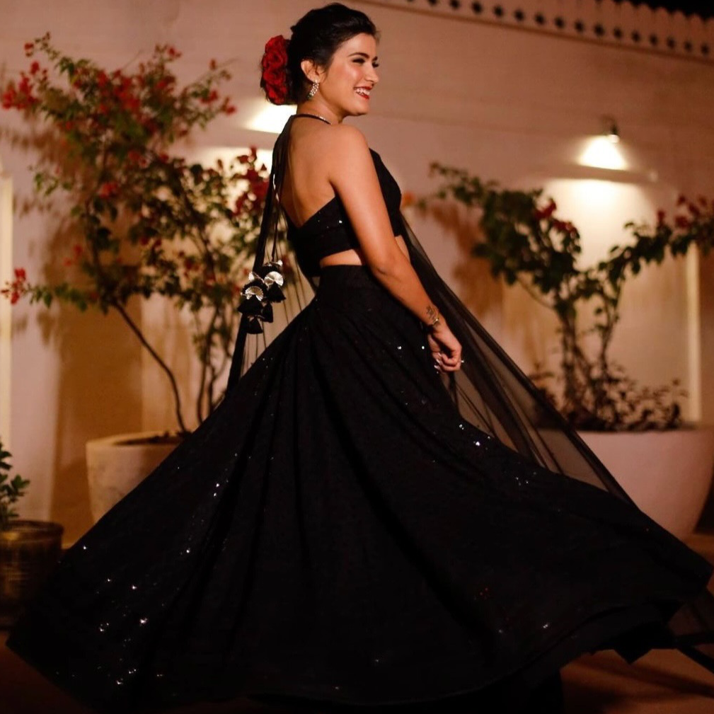 Starry Night Black Chikankari Festive Ethnic Wear Lehenga Online