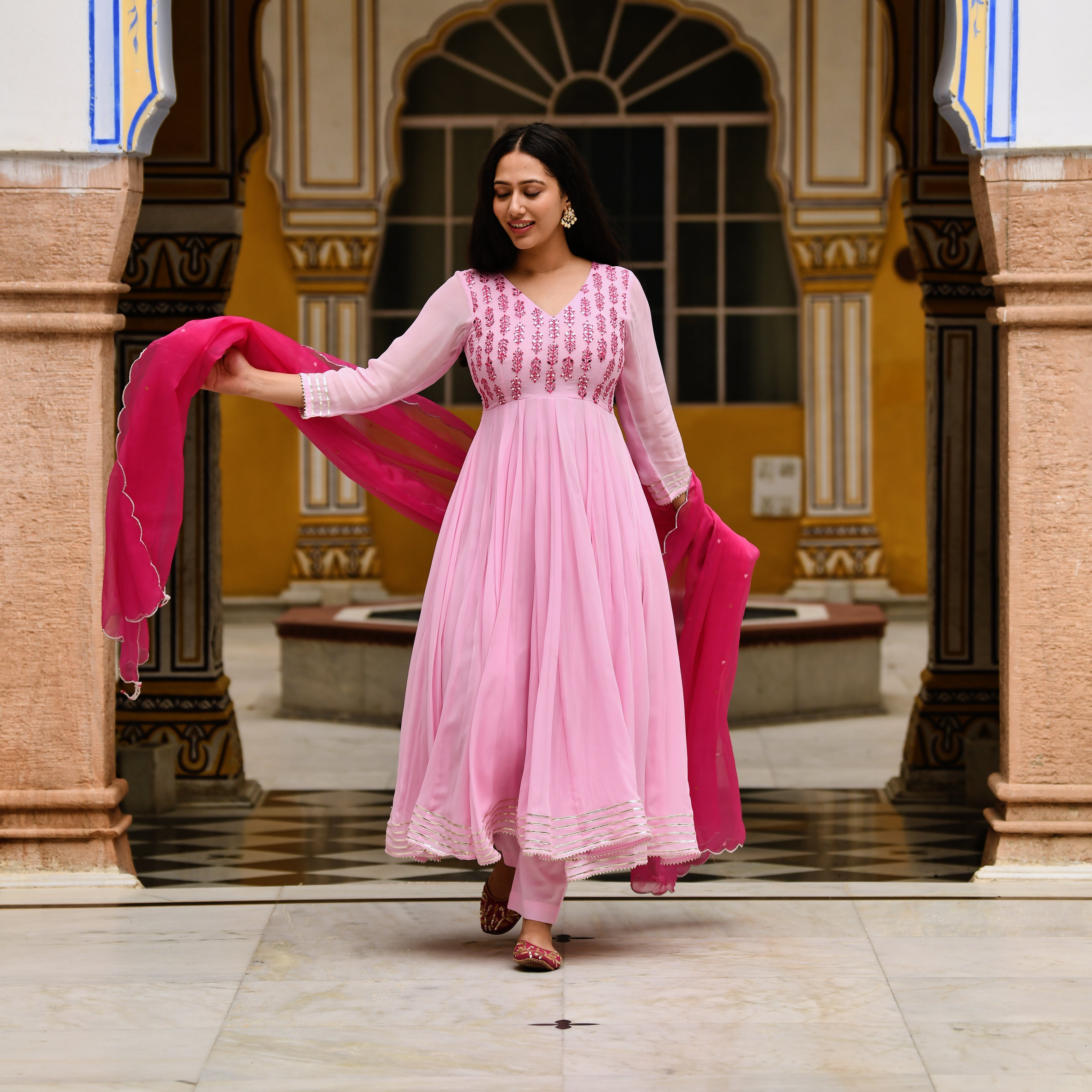 Pink Anarkali suit set