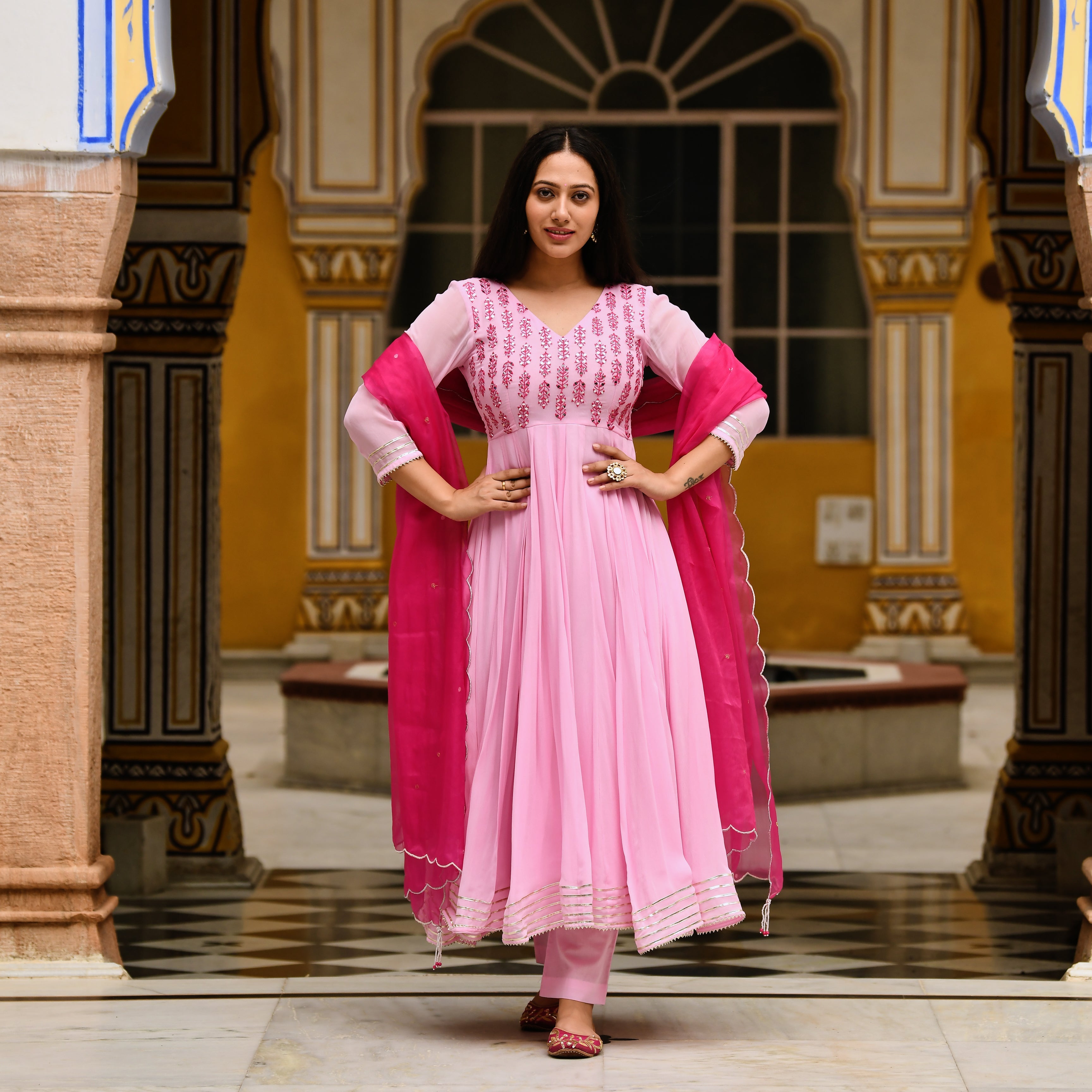 Alia Pink Designer Anarkali Suit Set For Women Online