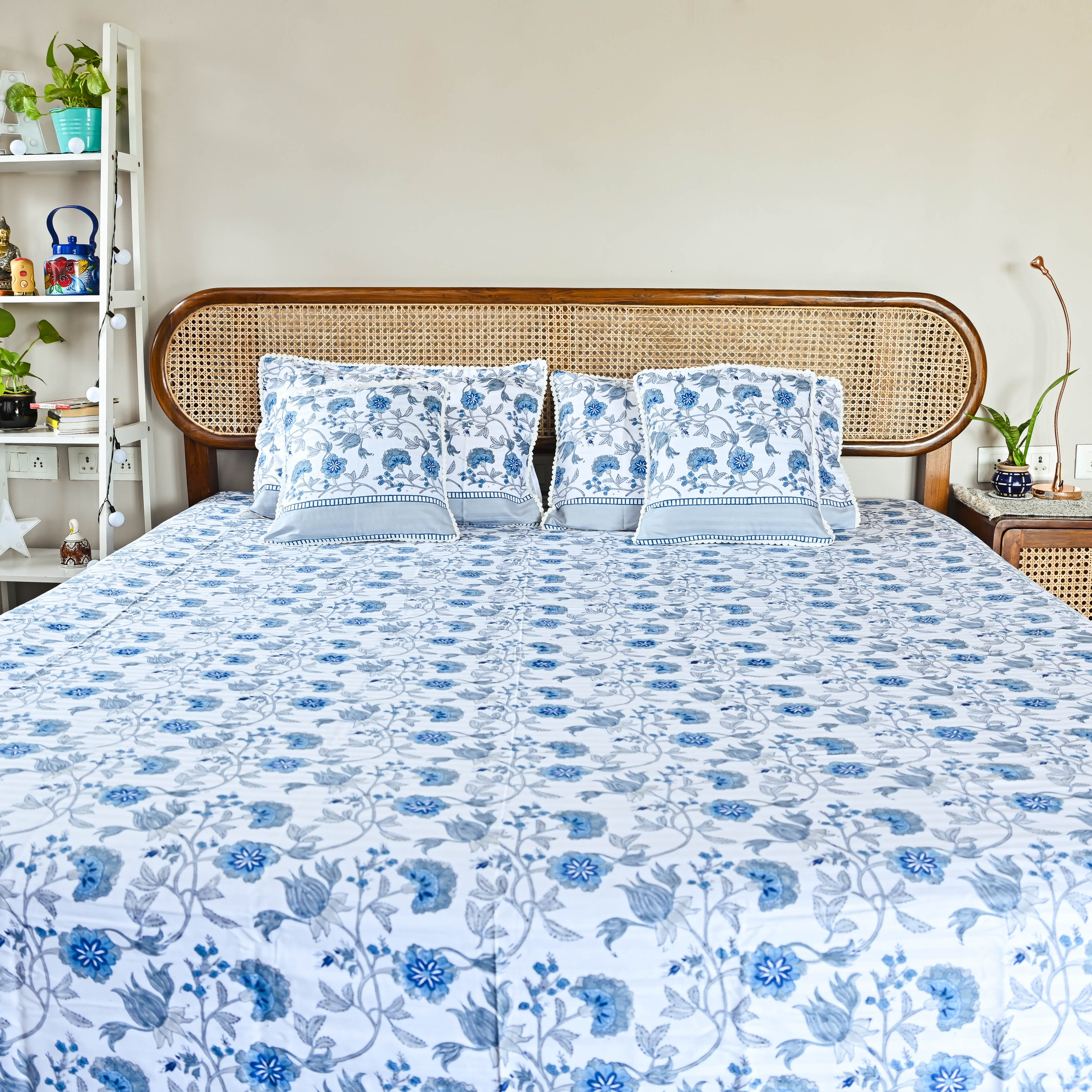  SnoreMore Floral Handblock Printed Cotton Bedsheet Online