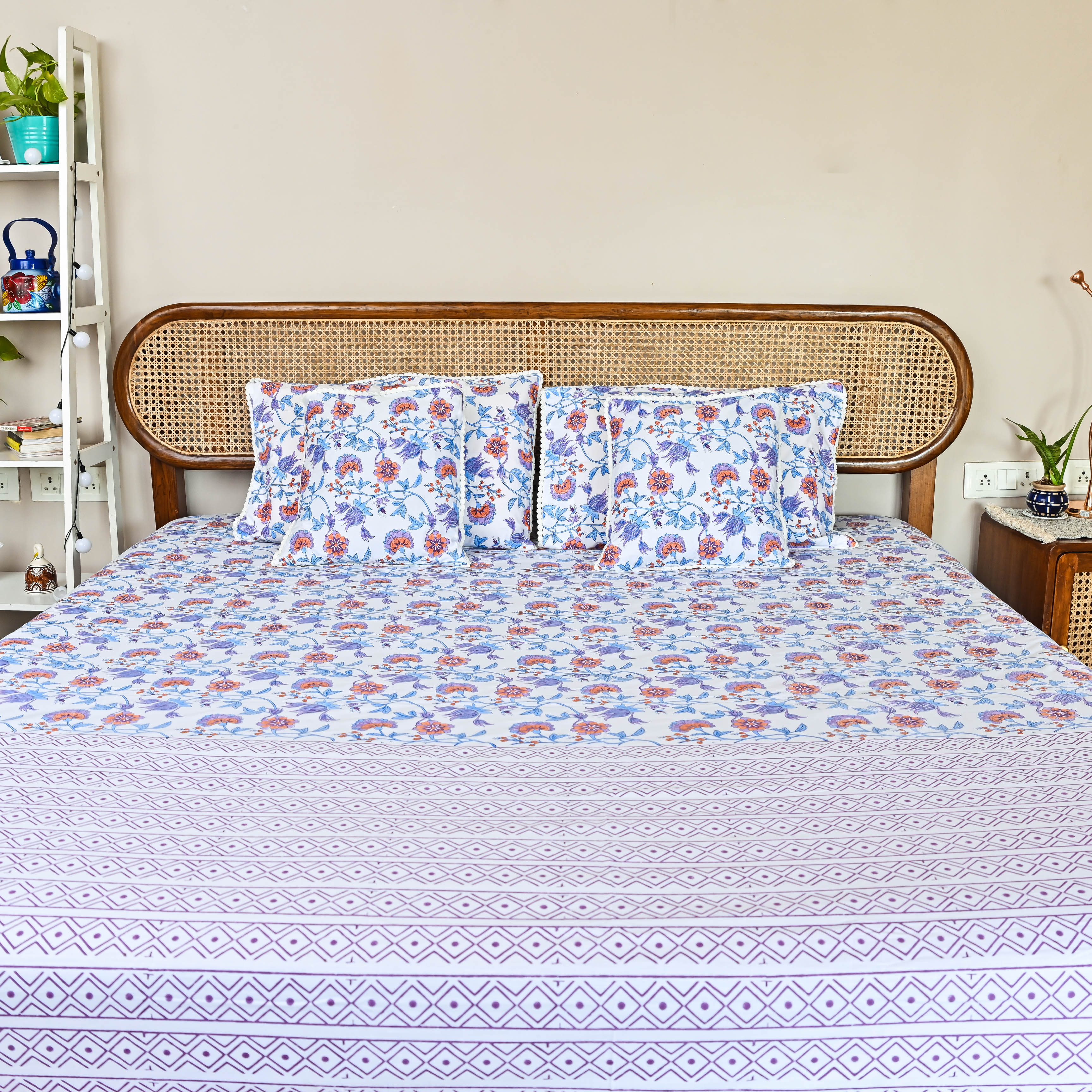 ReadySet Floral Handblock Printed Cotton Bedsheet Online
