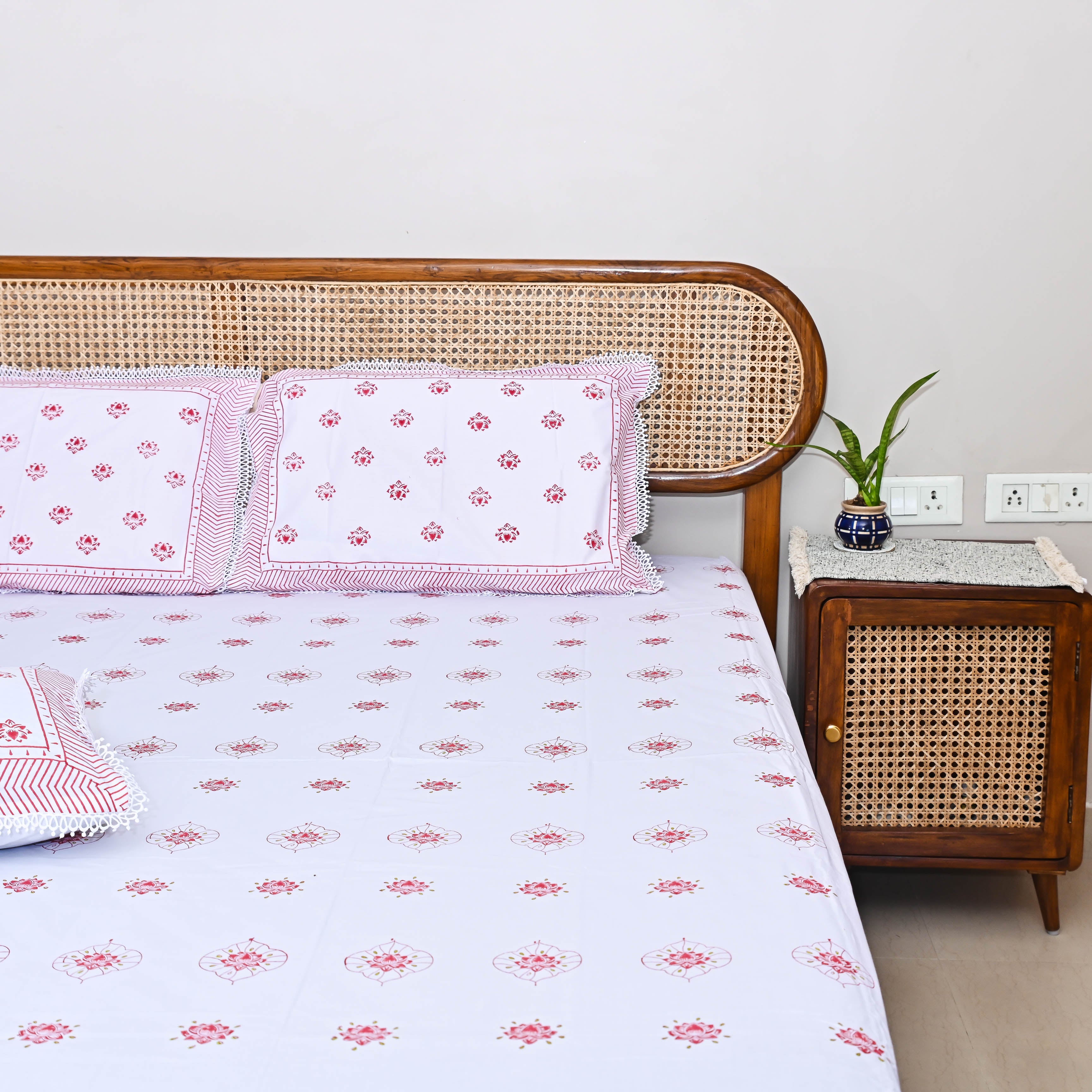Lotus Handblock printed bedsheet