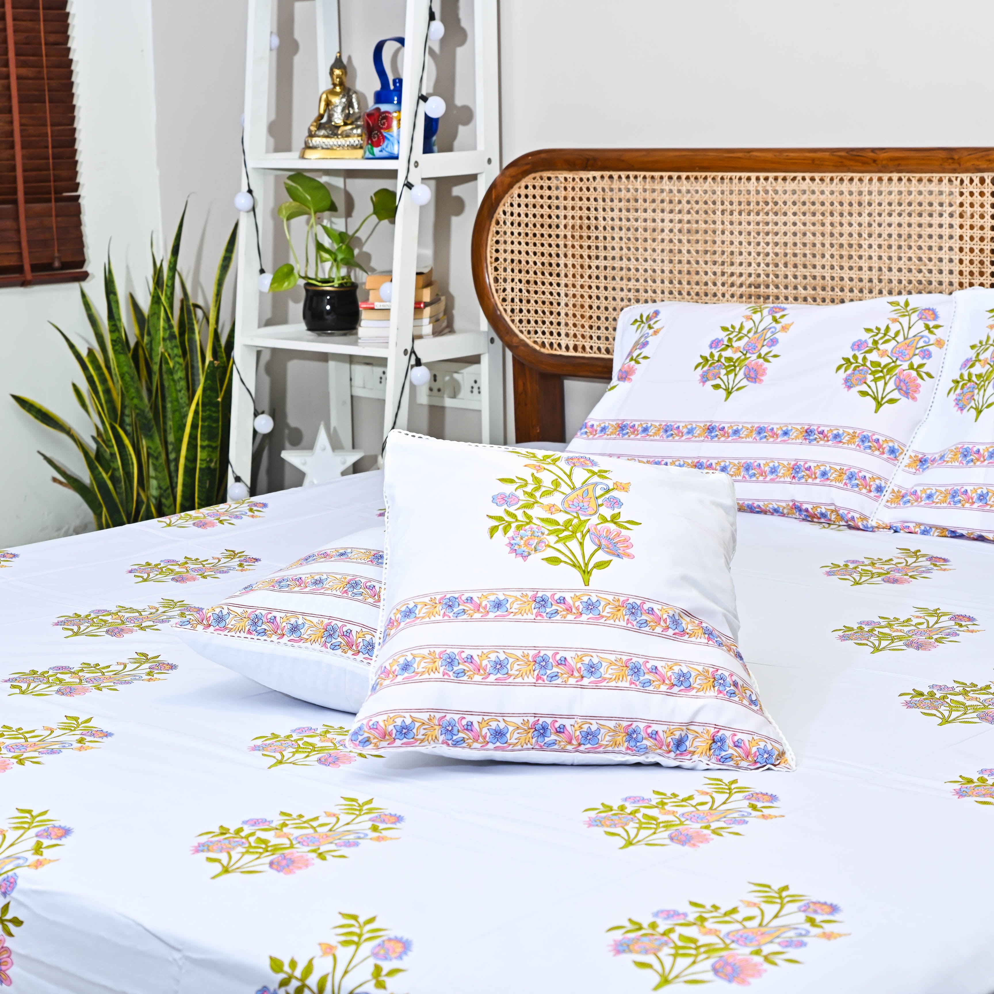 Floral Handblock printed Bedlinen