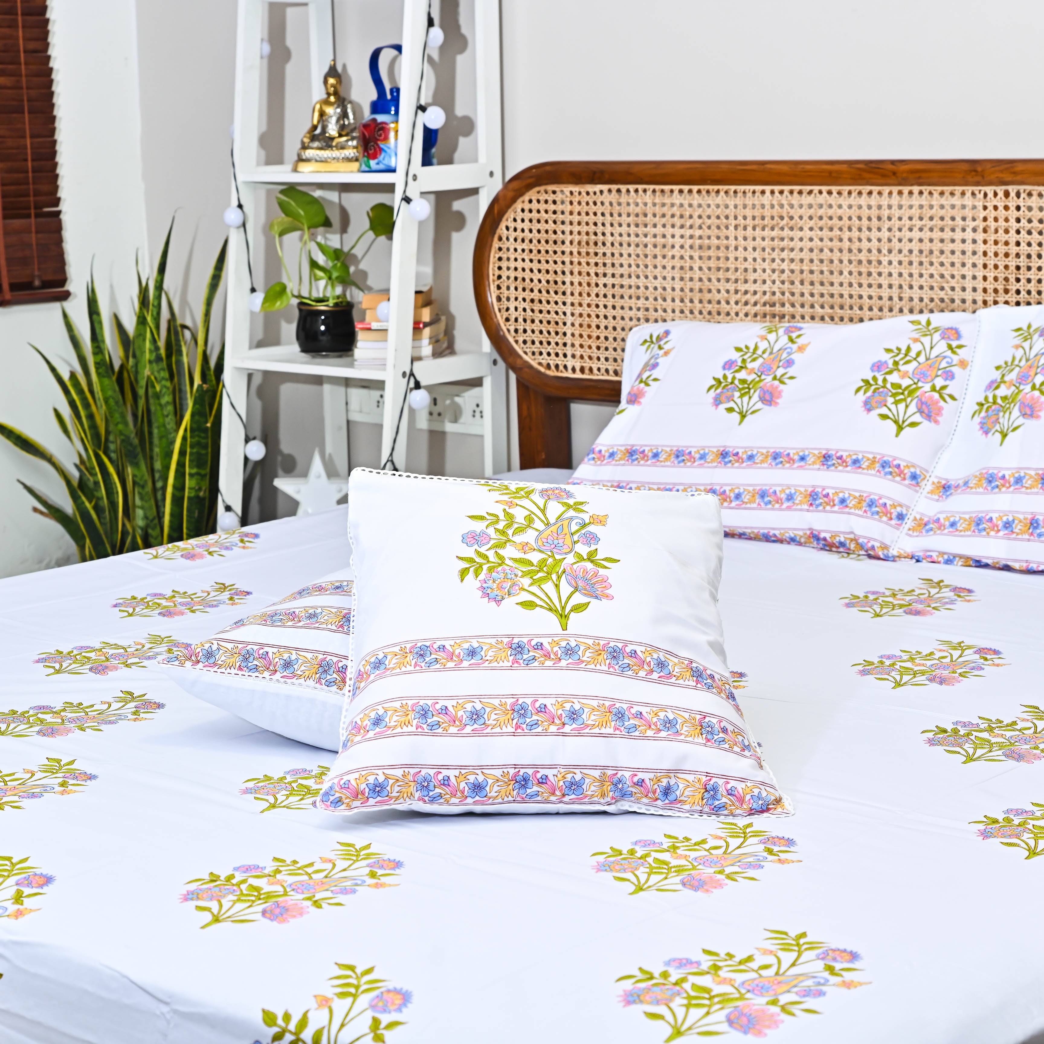 Floral Handblock printed Bedlinen