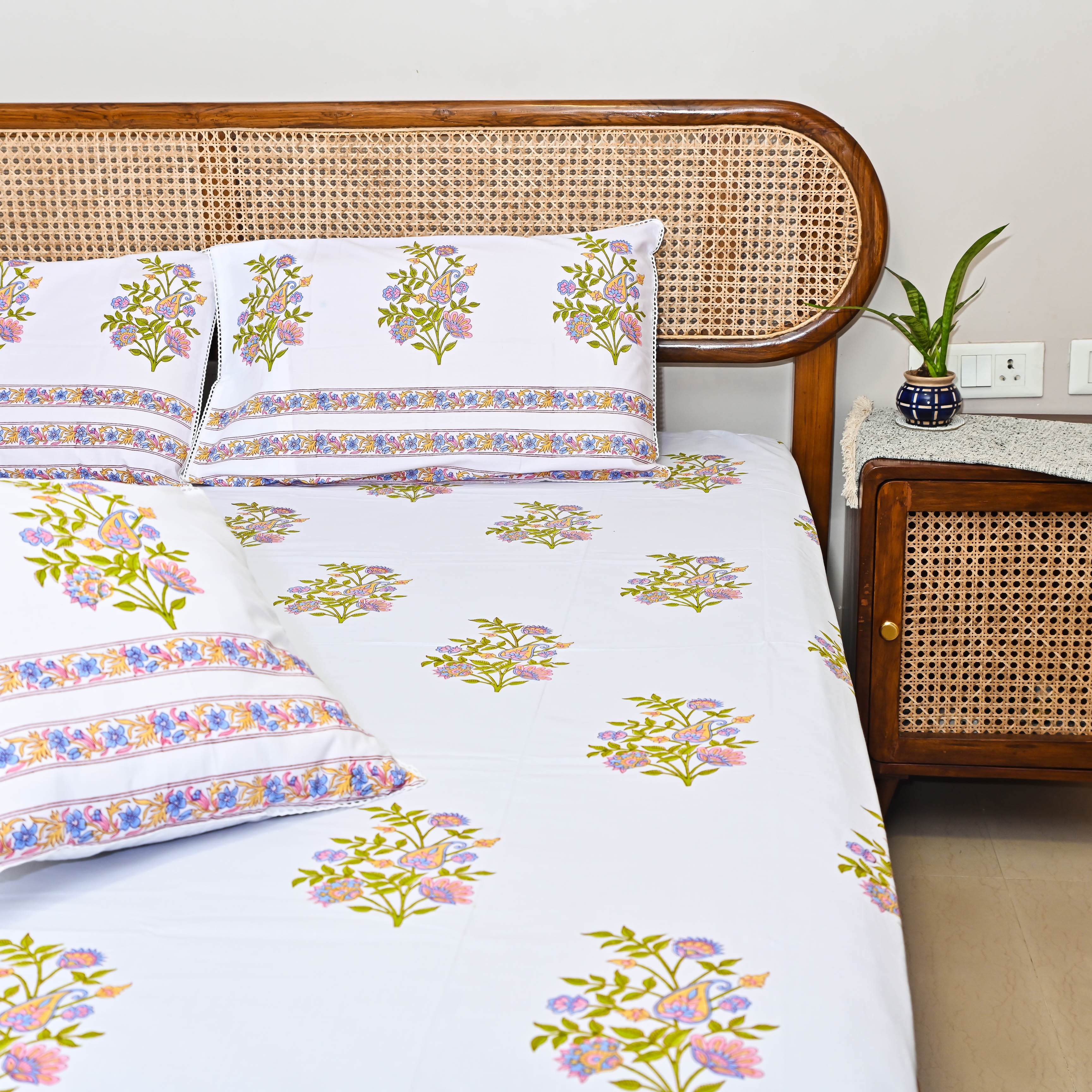  Floral Handblock printed Bedlinen