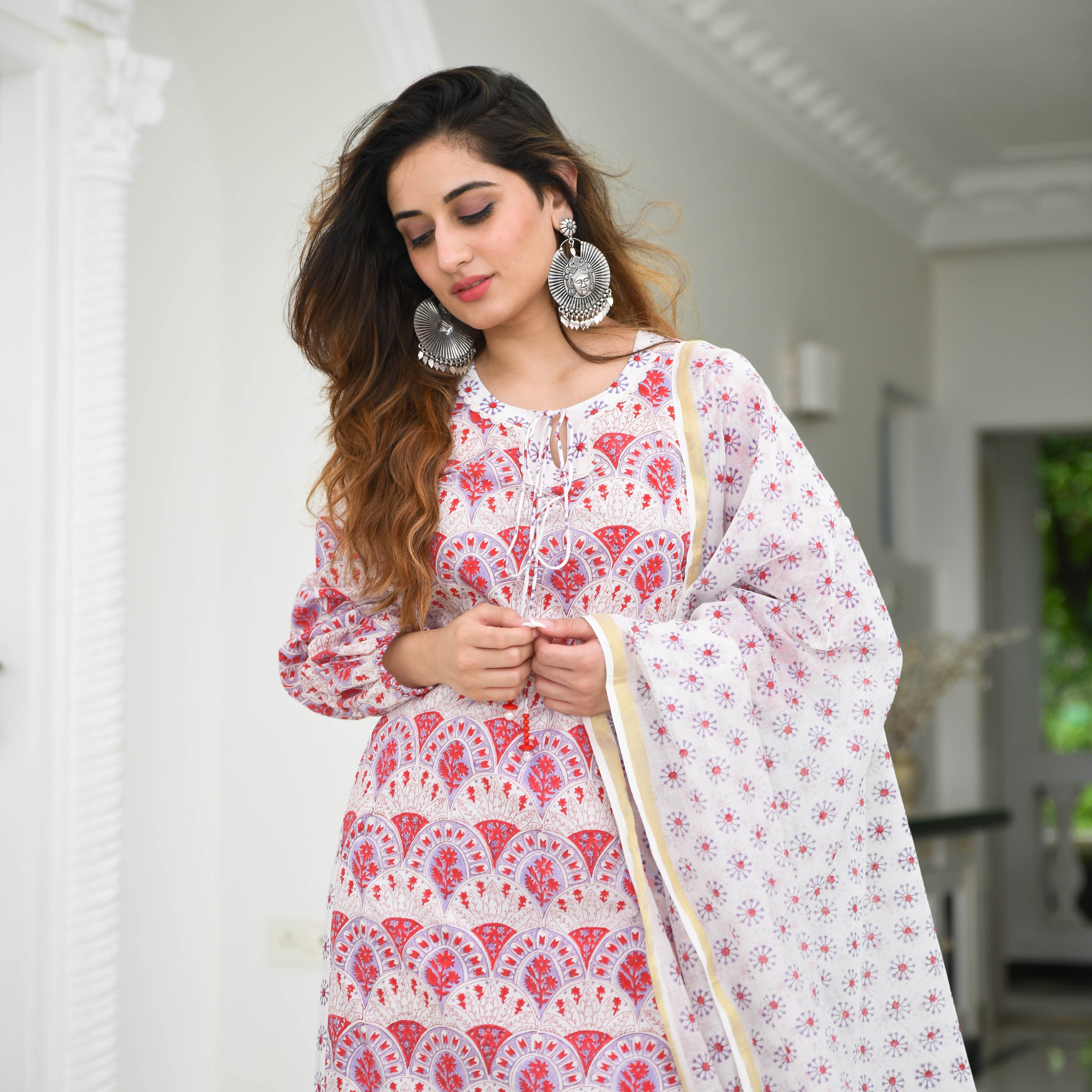 Bunaai Dahila Printed Designer Sharara Cotton Suit Set For Women Online