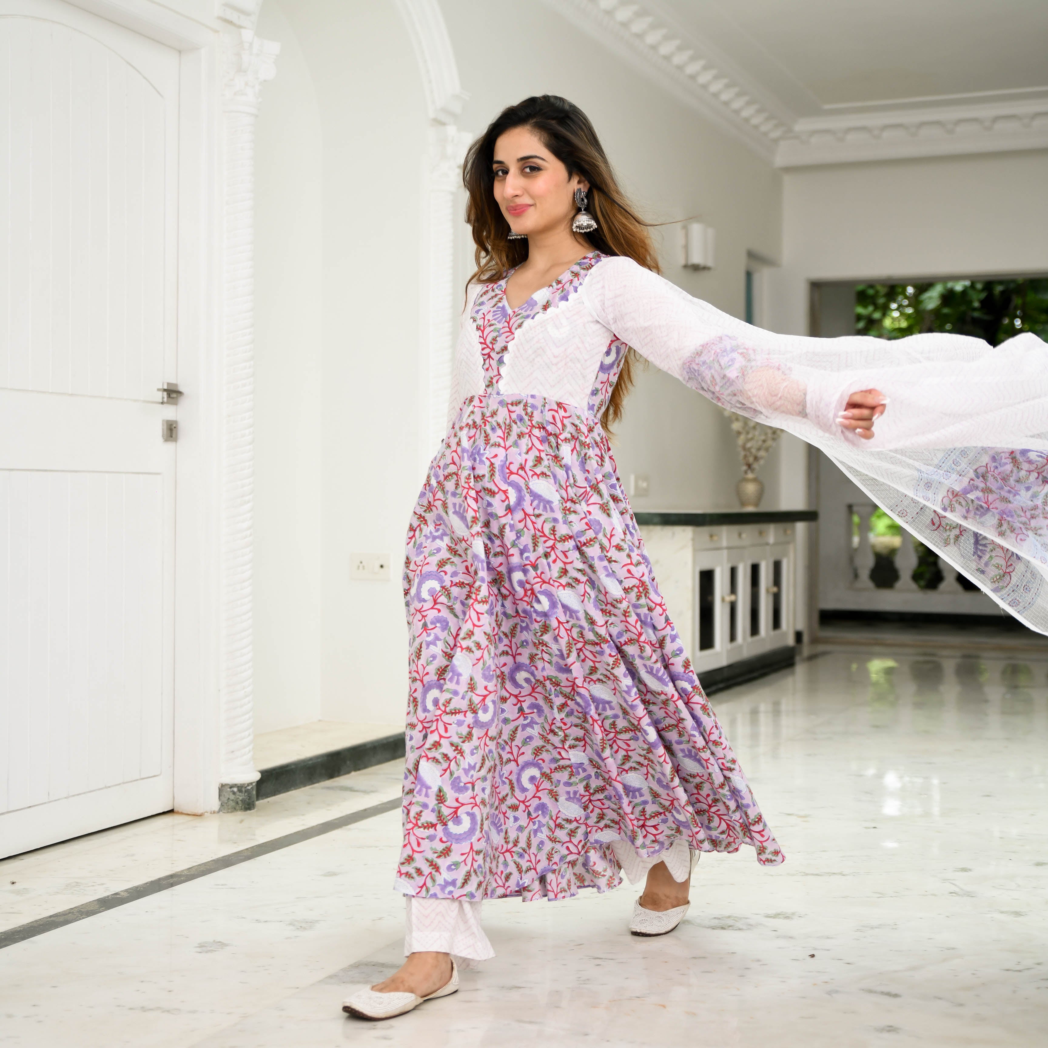 Lavender Floral Print Shalwar Suit | Simple pakistani dresses, Stylish  dresses, Stylish dress book