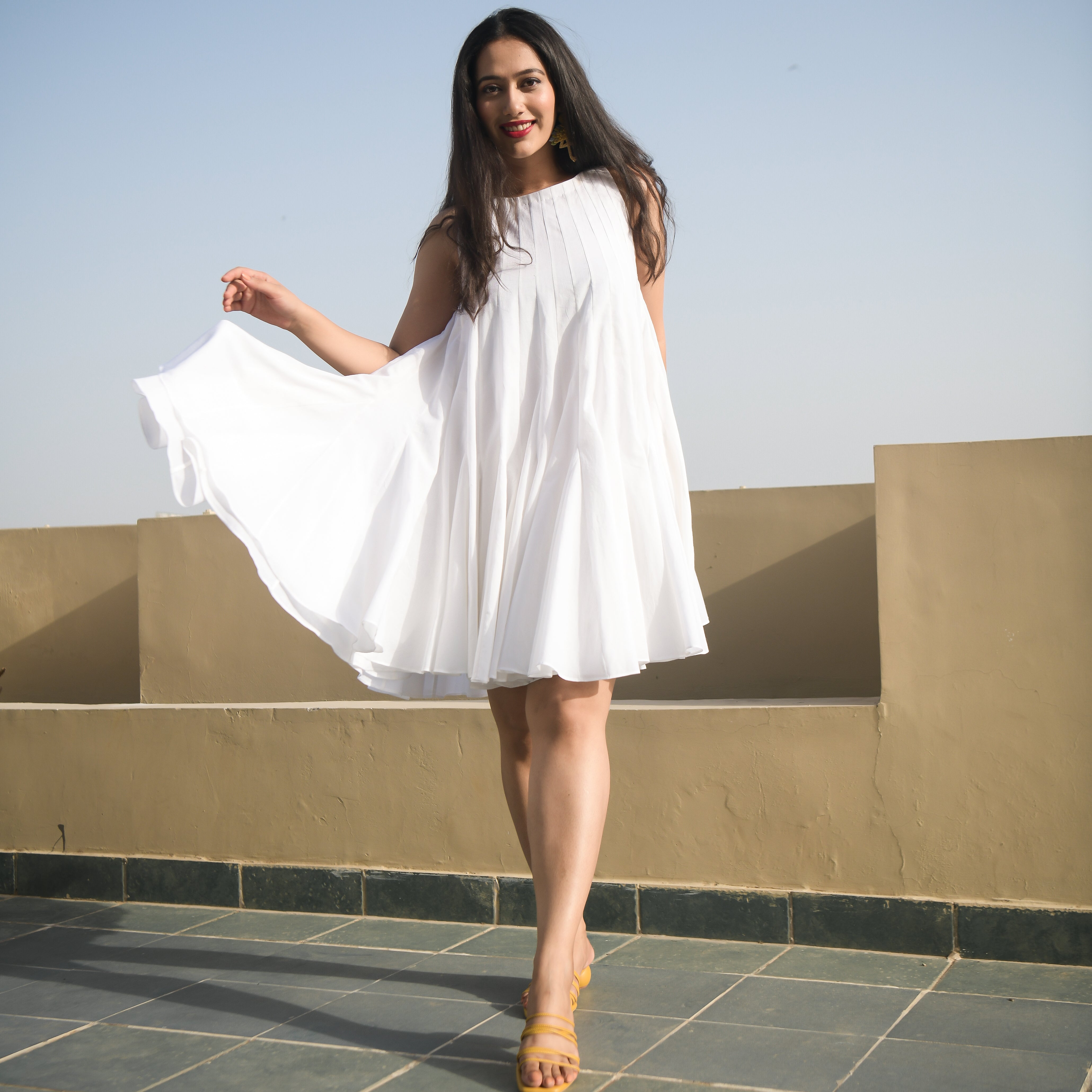 White Flared Cotton Dress