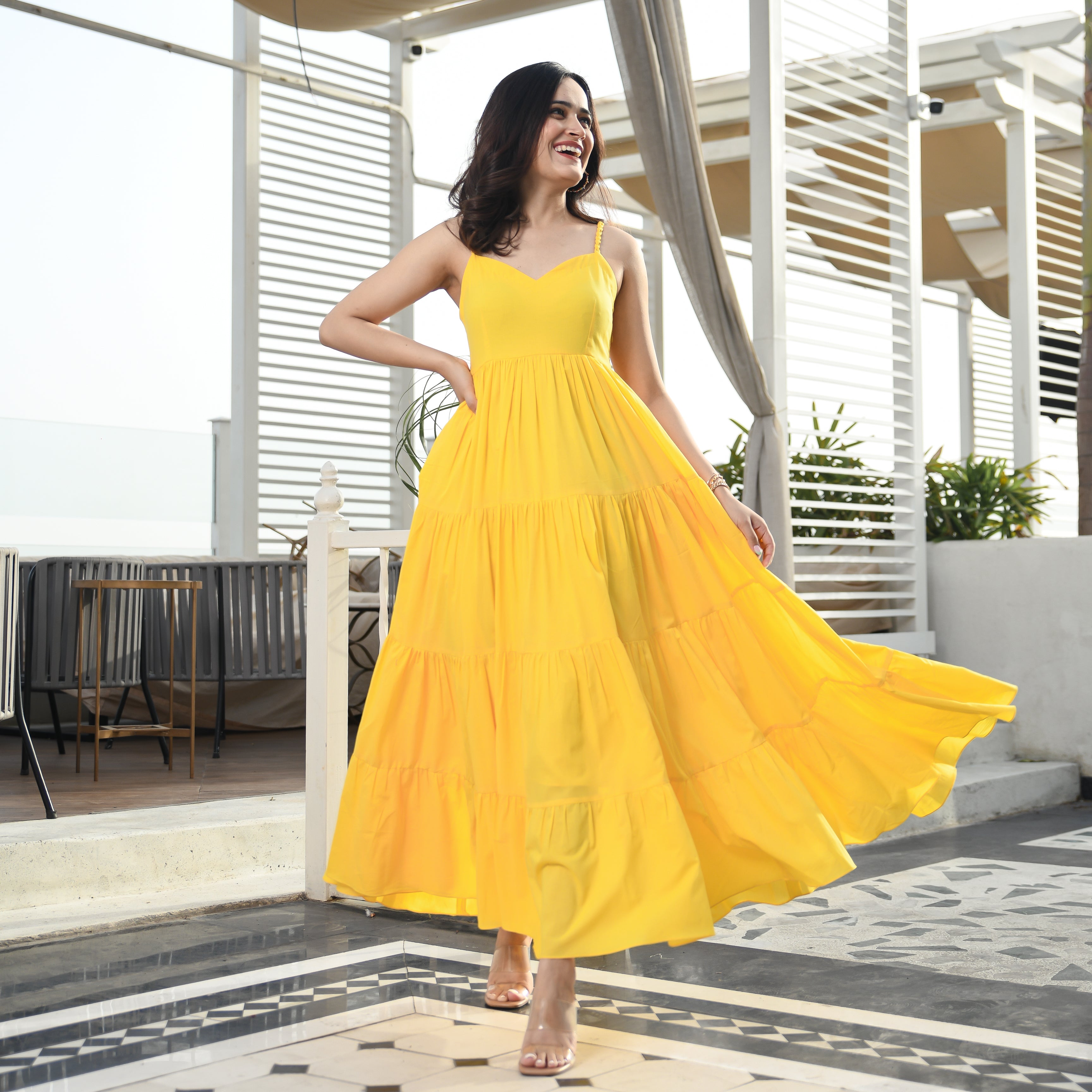 Yellow Tier Maxi Dress