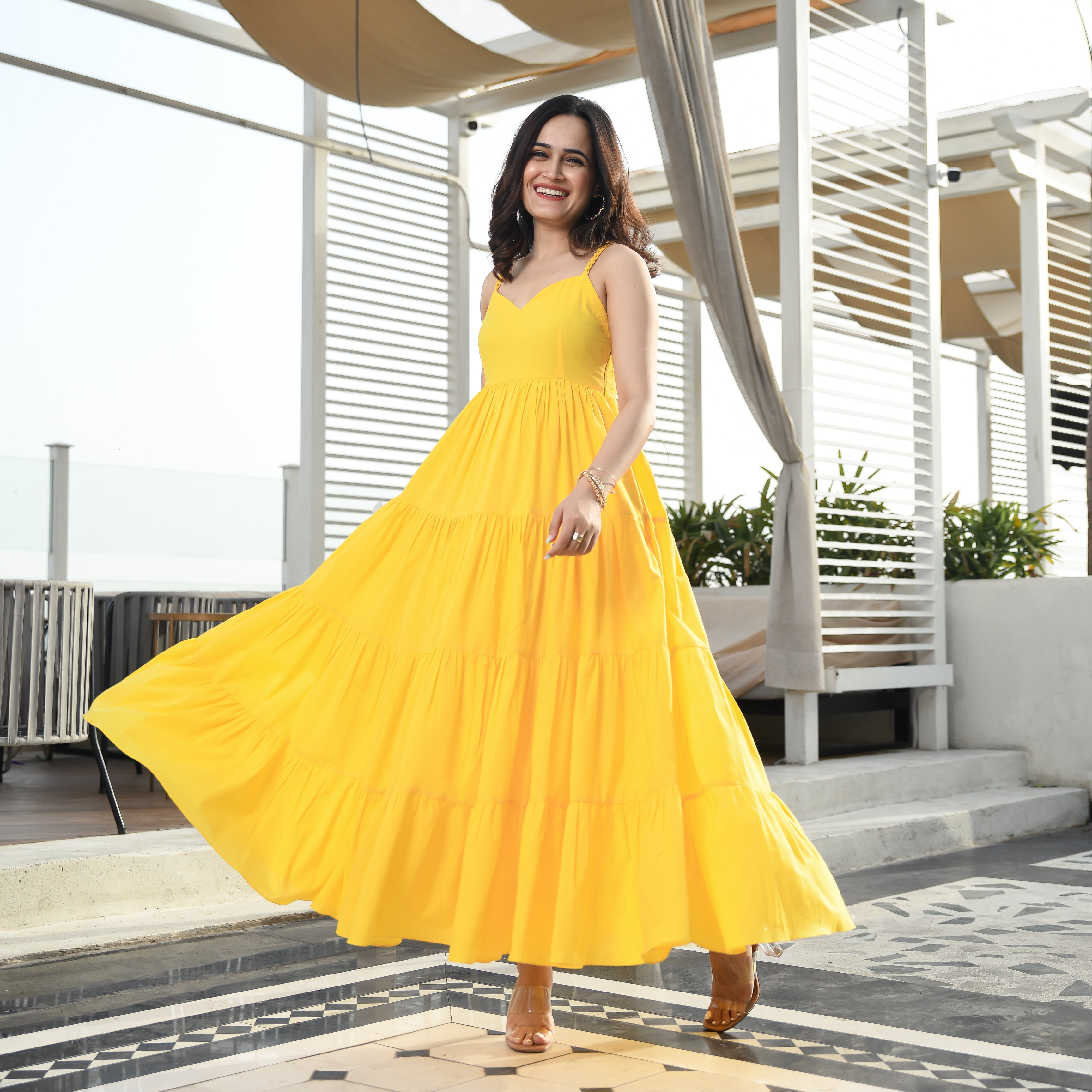 Yellow Tier Maxi Dress