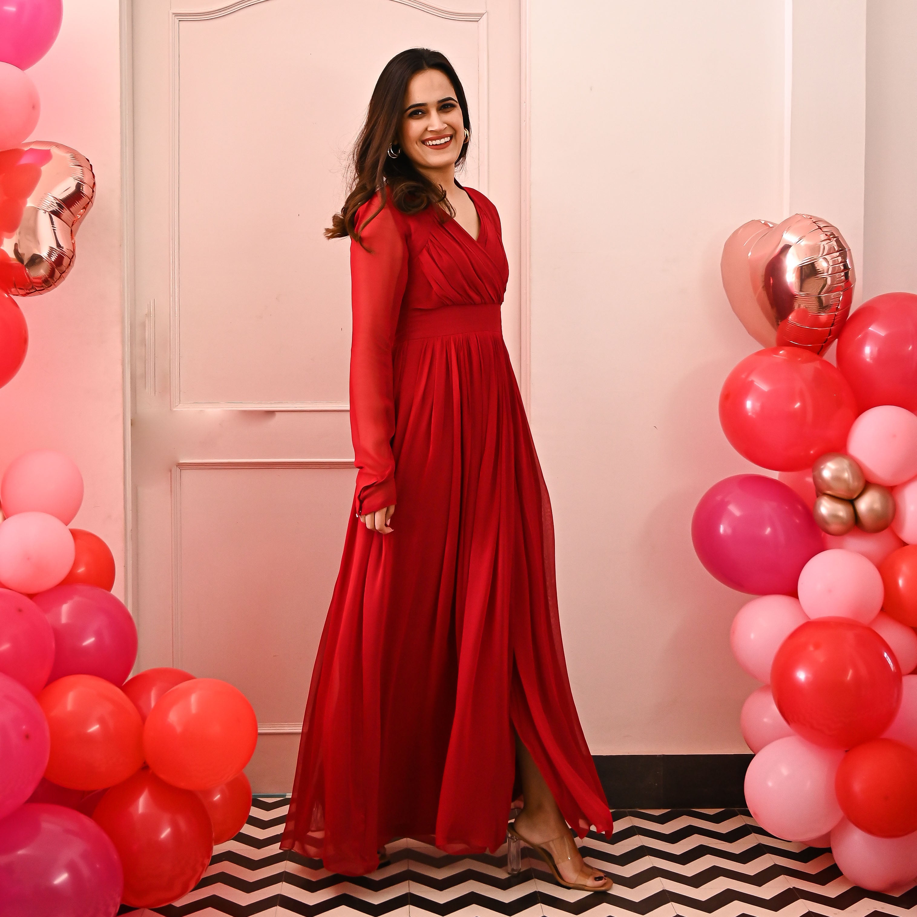 Neelmadhav Fashion Women Gown Red Dress - Buy Neelmadhav Fashion Women Gown  Red Dress Online at Best Prices in India | Flipkart.com