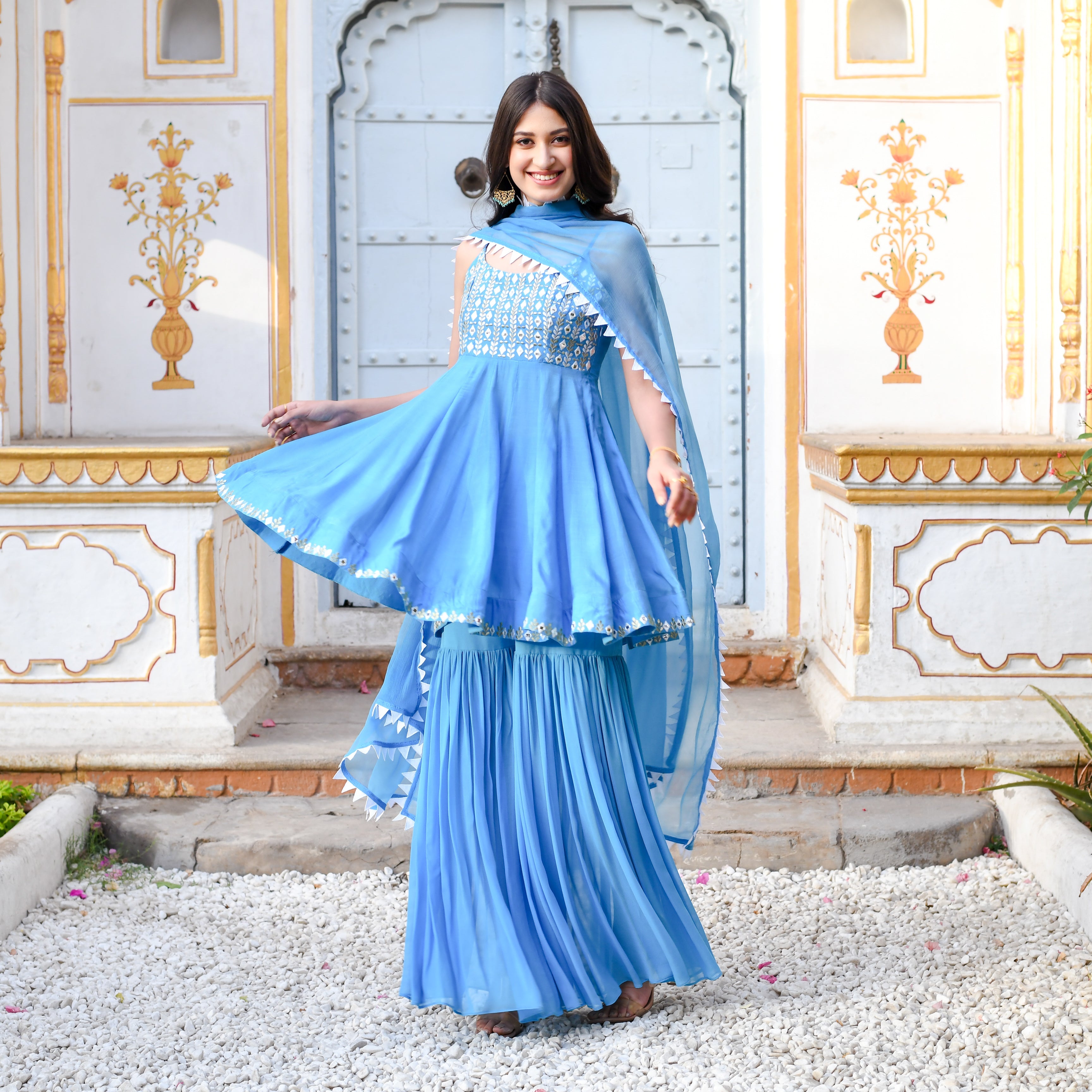  Himani Blue Designer Traditional Sharara Suit Set For Women Online