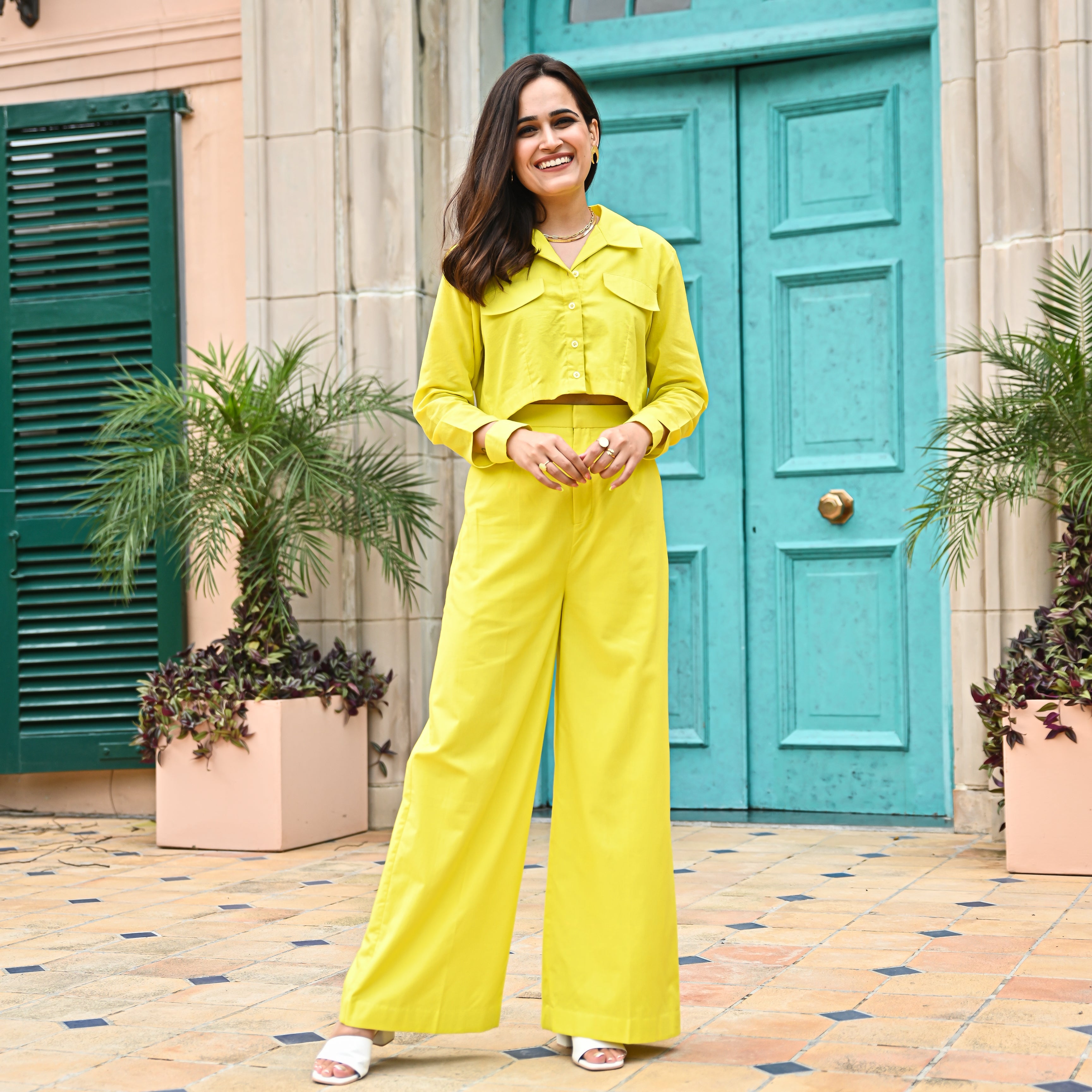 Blazing Yellow Designer Co-Ord Set For Women Online