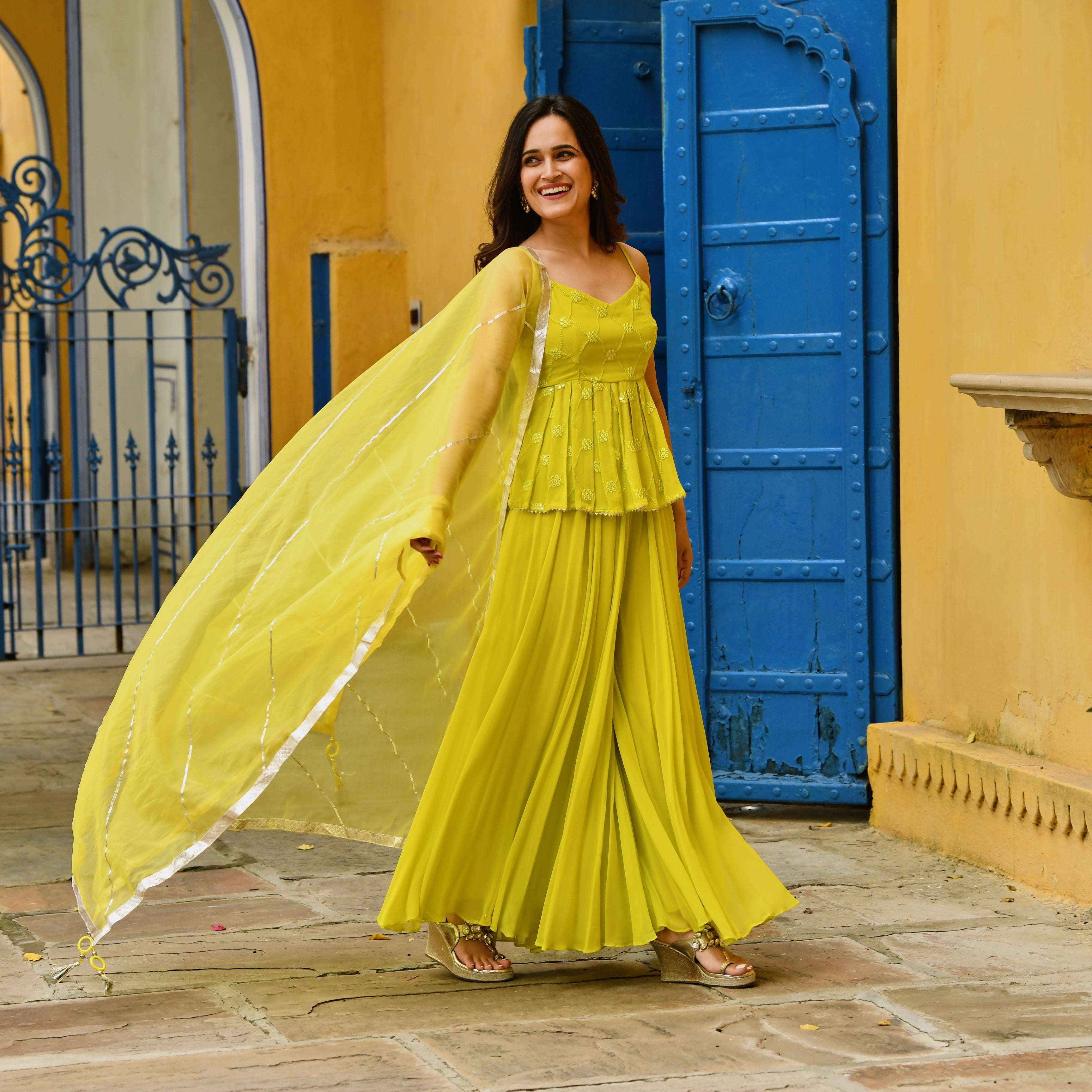 Sufia Traditional Designer Yellow Suit Set for Women Online