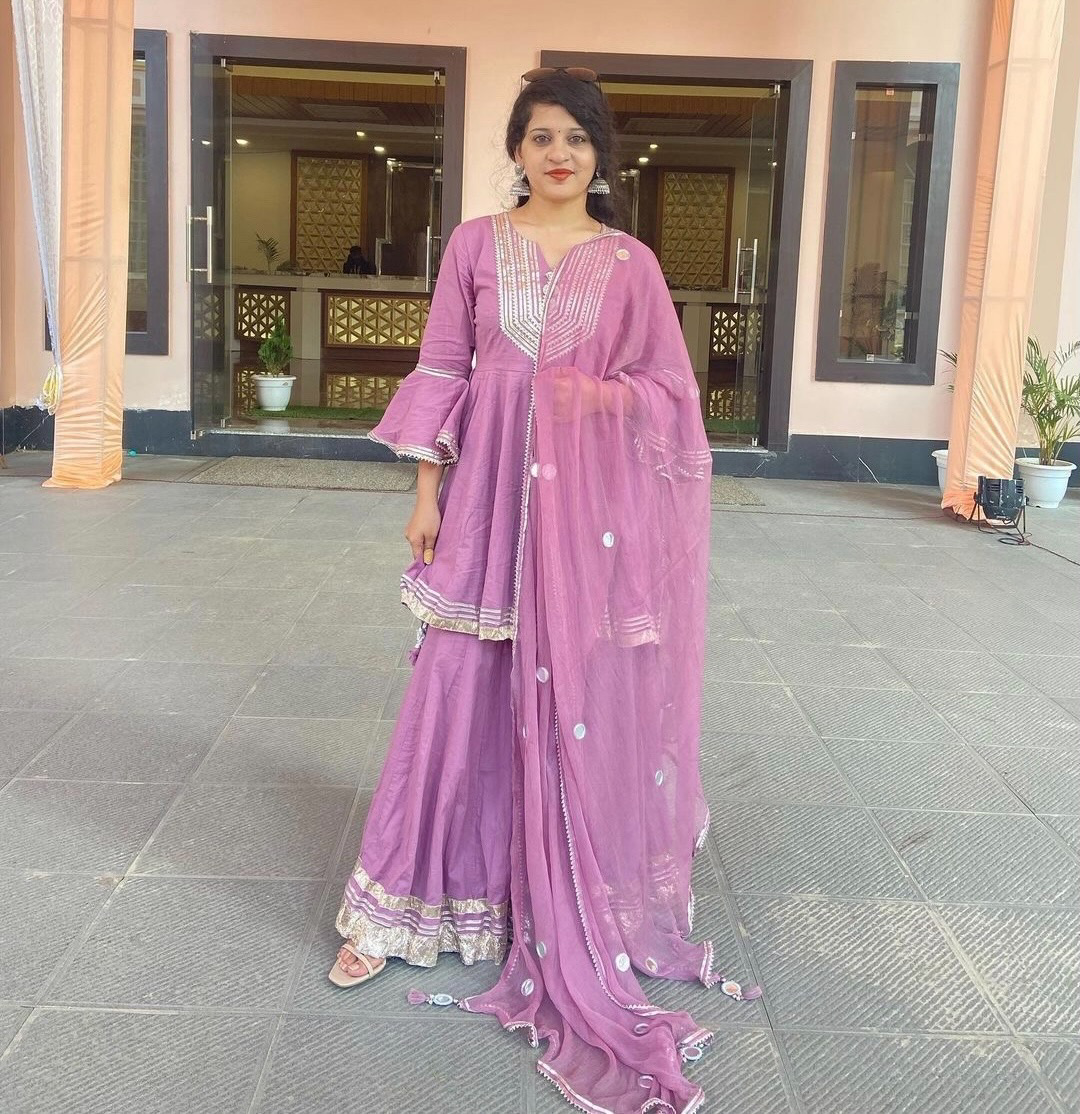 Lilac Gota Sharara Set for women Online