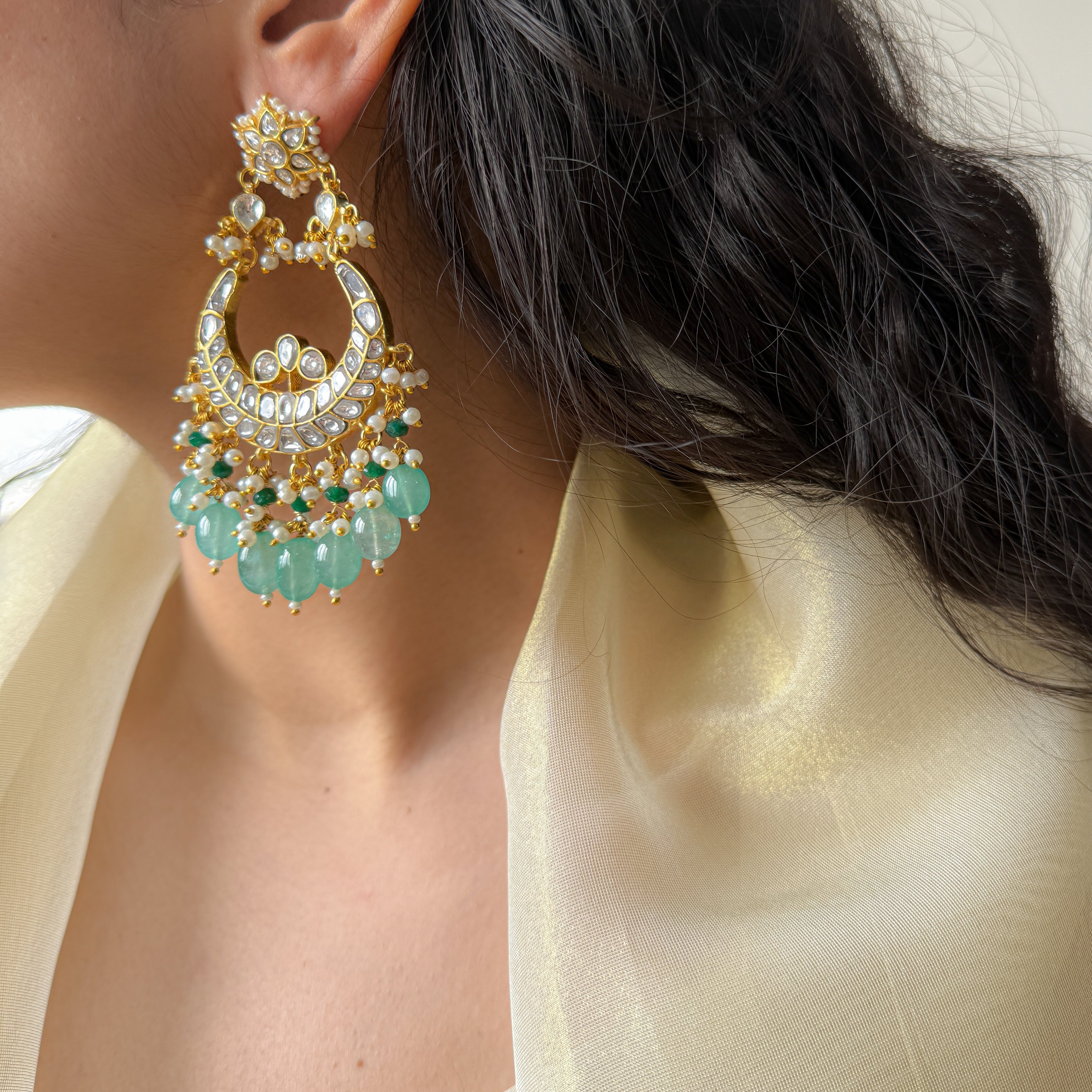 Indian Earrings Pakistan Mint Green Traditional Jhumka Bollywood Jhumki  Dangle | eBay