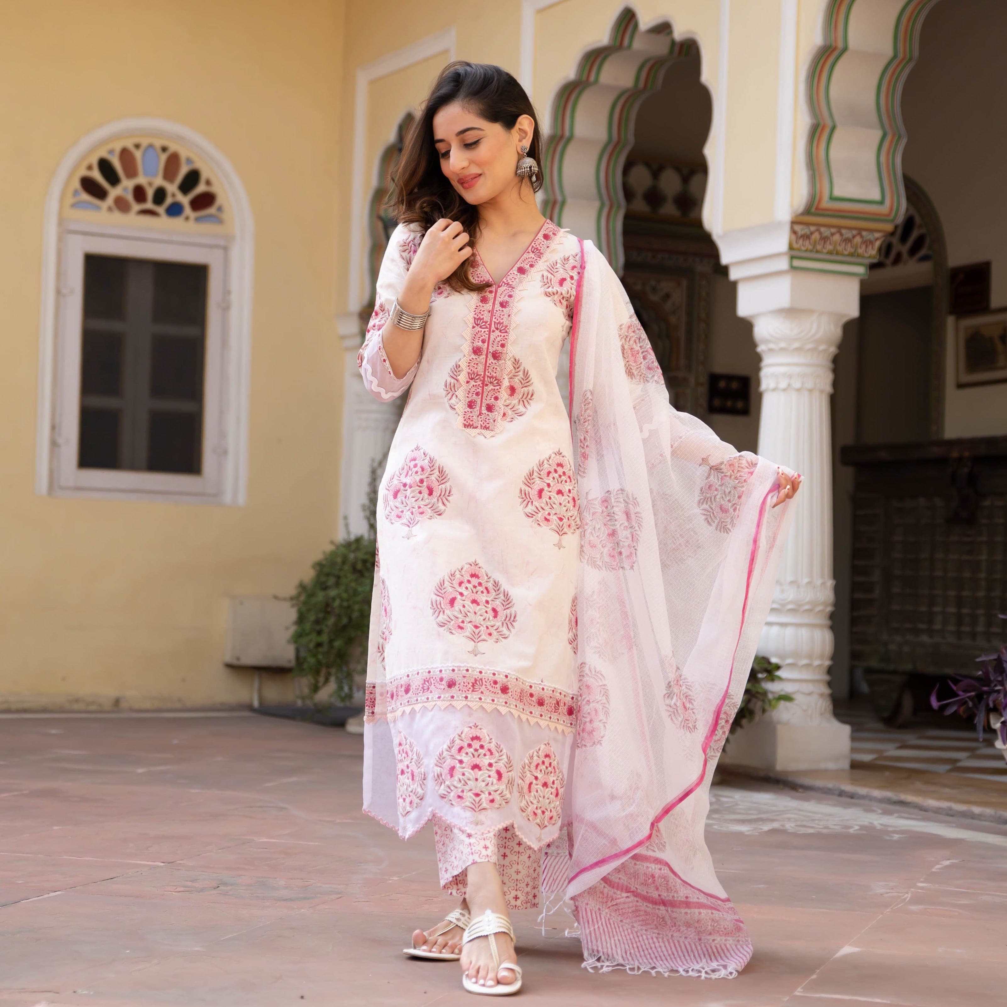 Rajasthani Lehriya Cotton Suit For Women