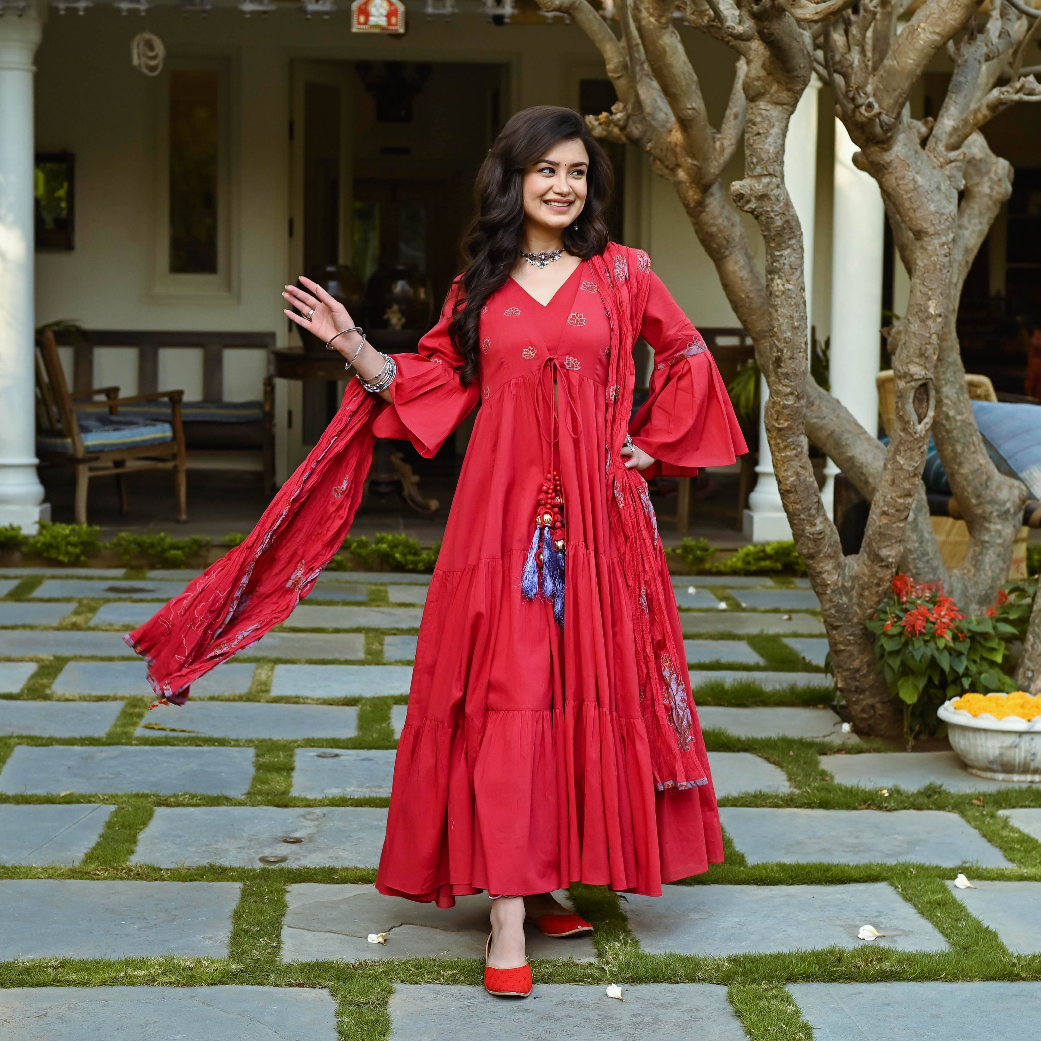 Cotton Stitched floral print cotton suit with cotton dupatta | Kiran's  Boutique